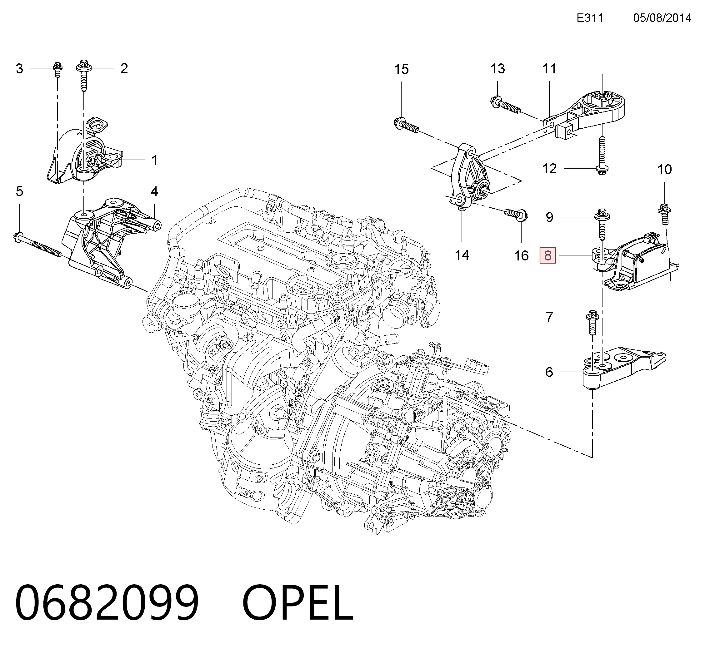 Купити Подушка коробки передач Opel Corsa E X15