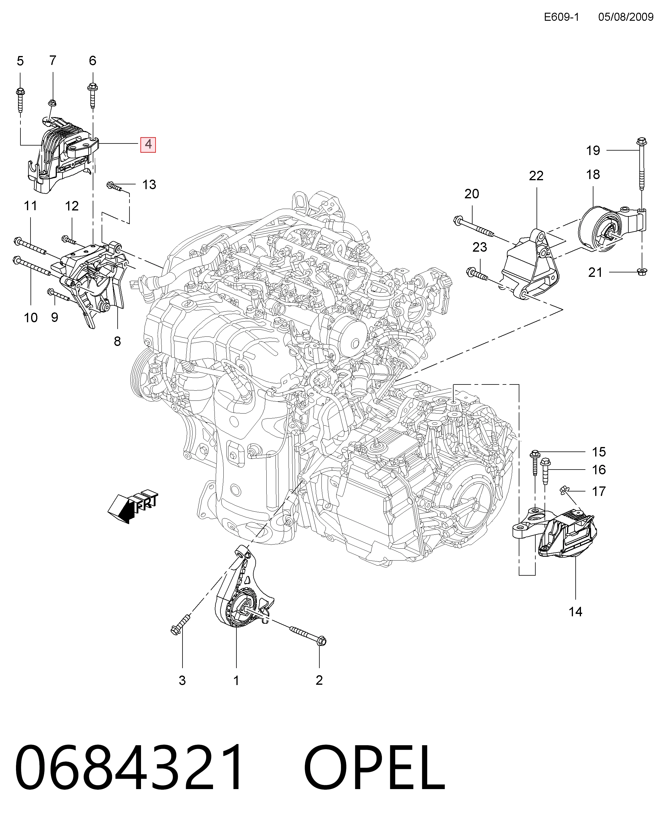 Купити 0684321 General Motors Подушка (опора) двигуна, права