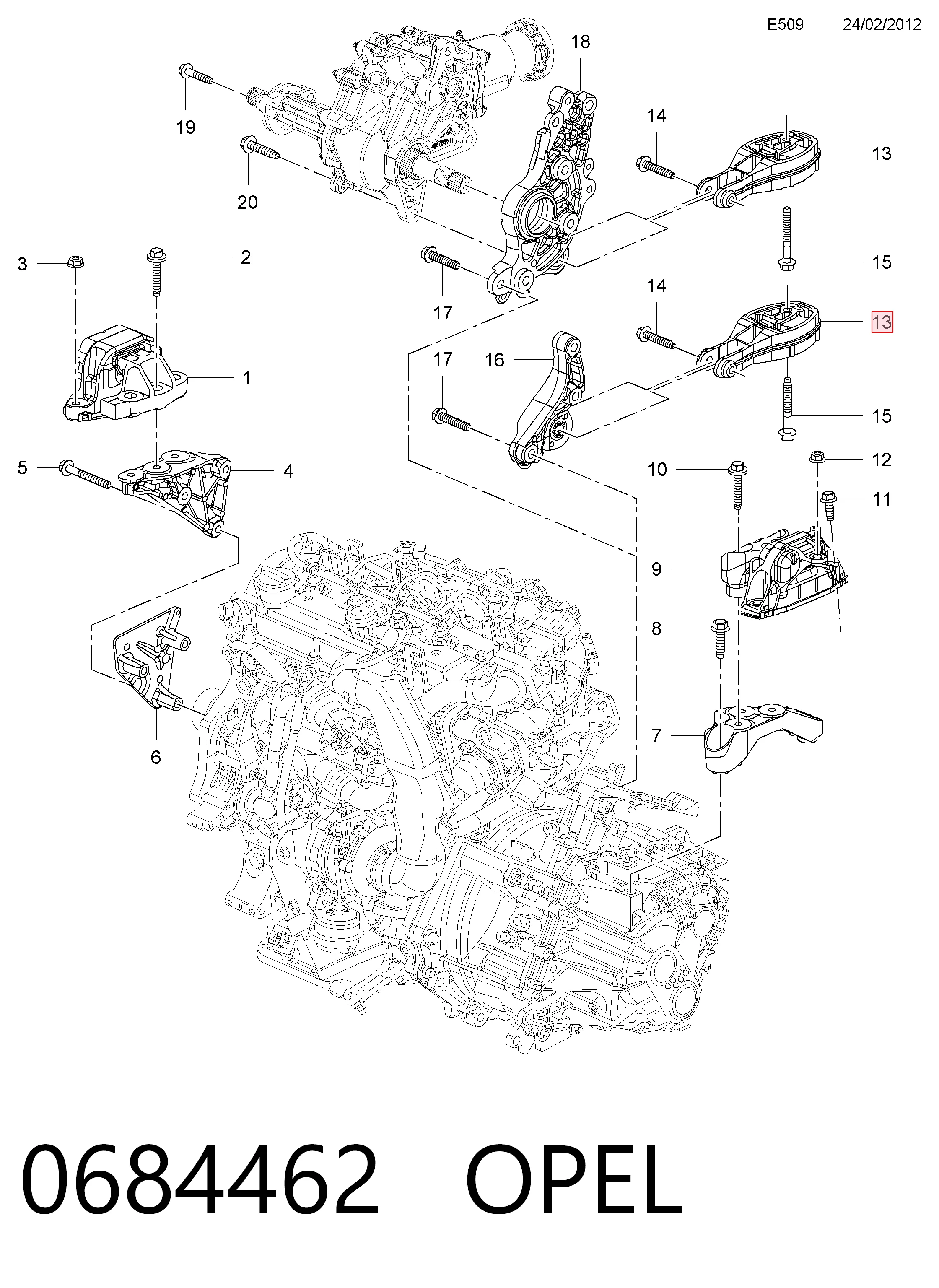 Купити 95248684 Peugeot/Citroen Задня опора двигуна