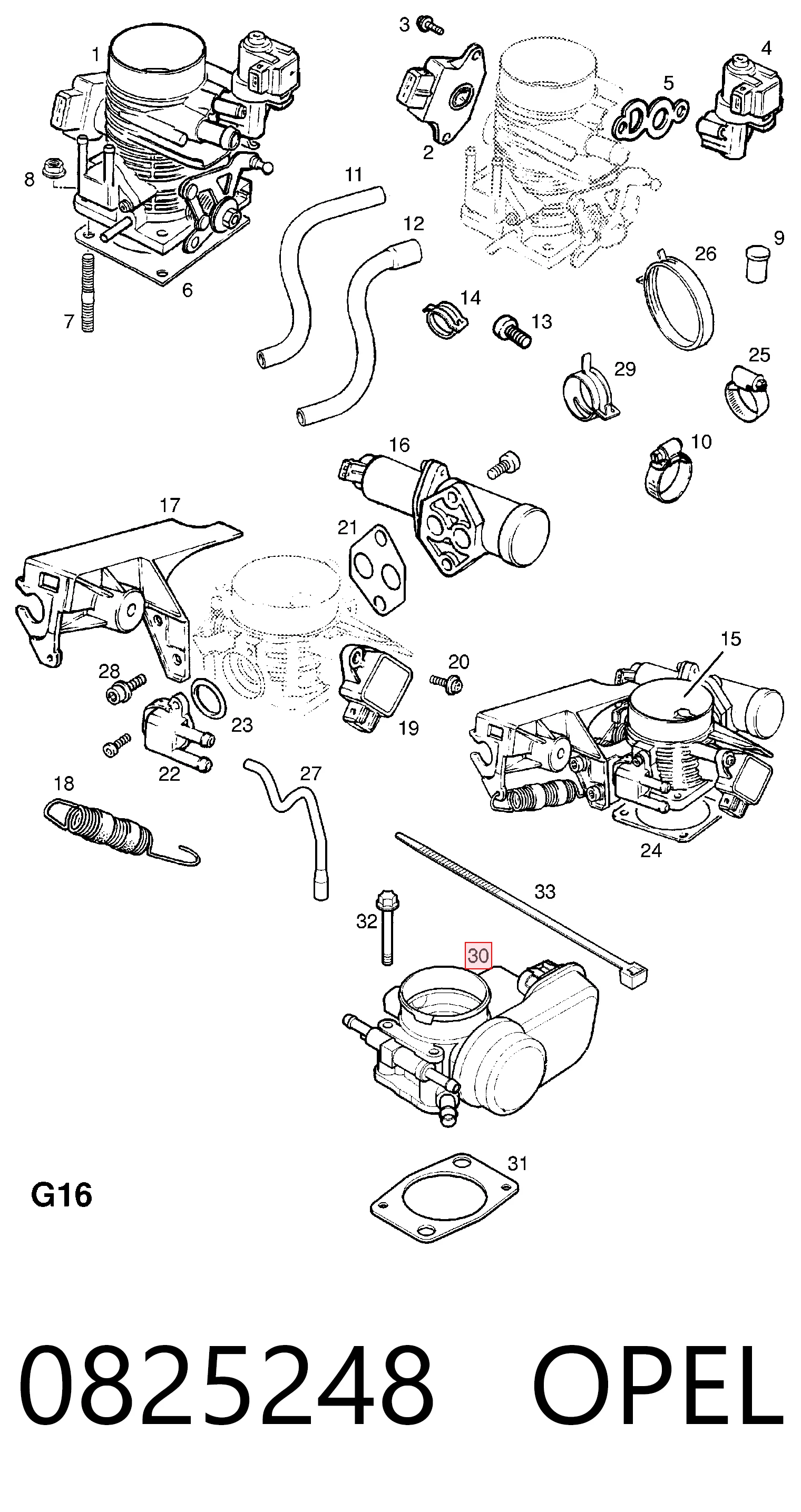 0825248 Opel Дросільна заслінка в зборі