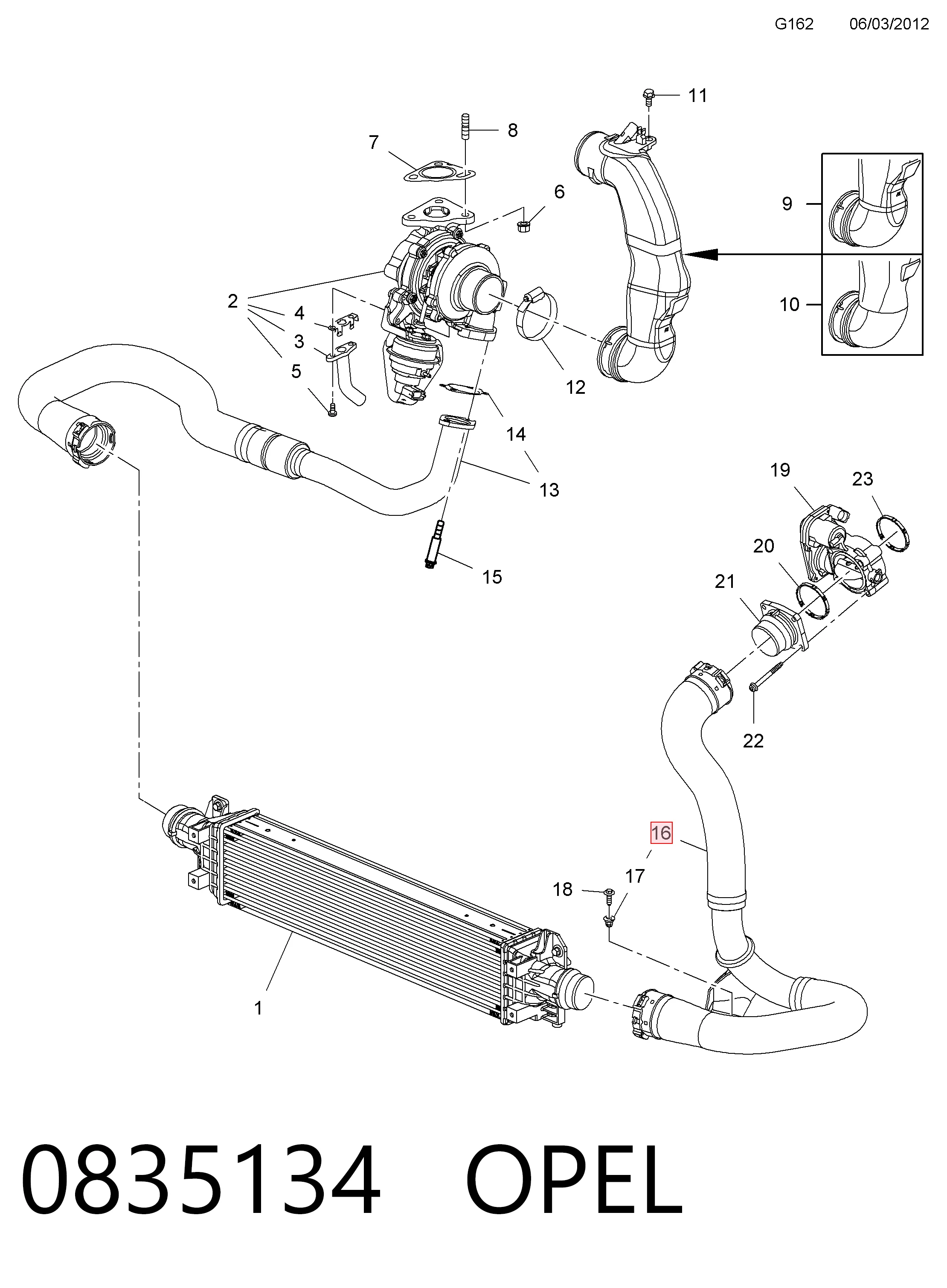 Шланг/патрубок интеркуллера General Motors 95194143 ціна, від 105.88 USD