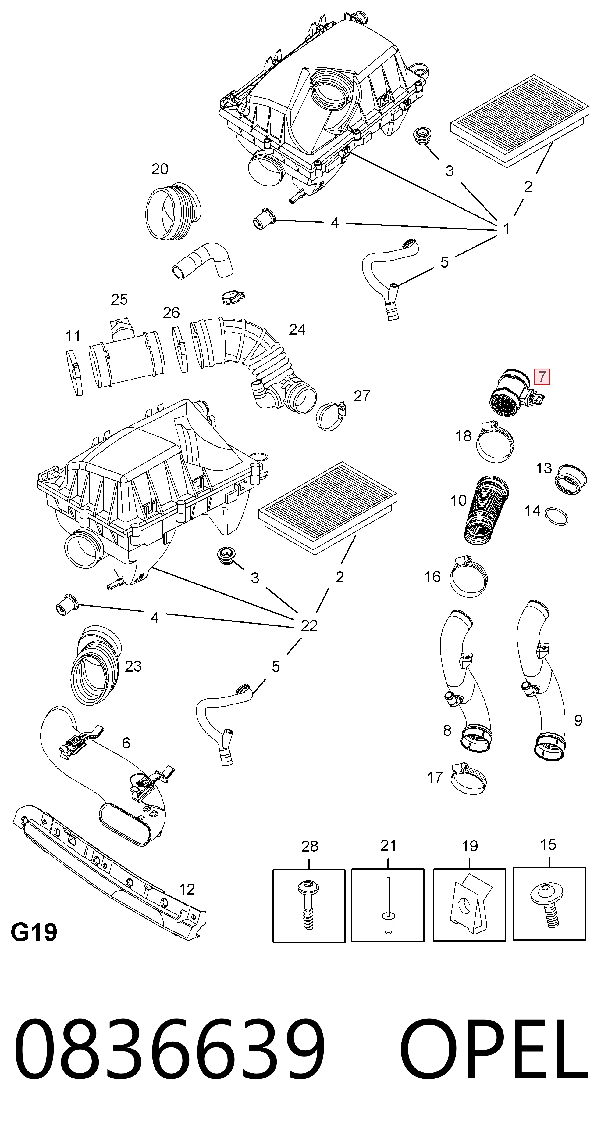 0836639 Opel Датчик витрати повітря