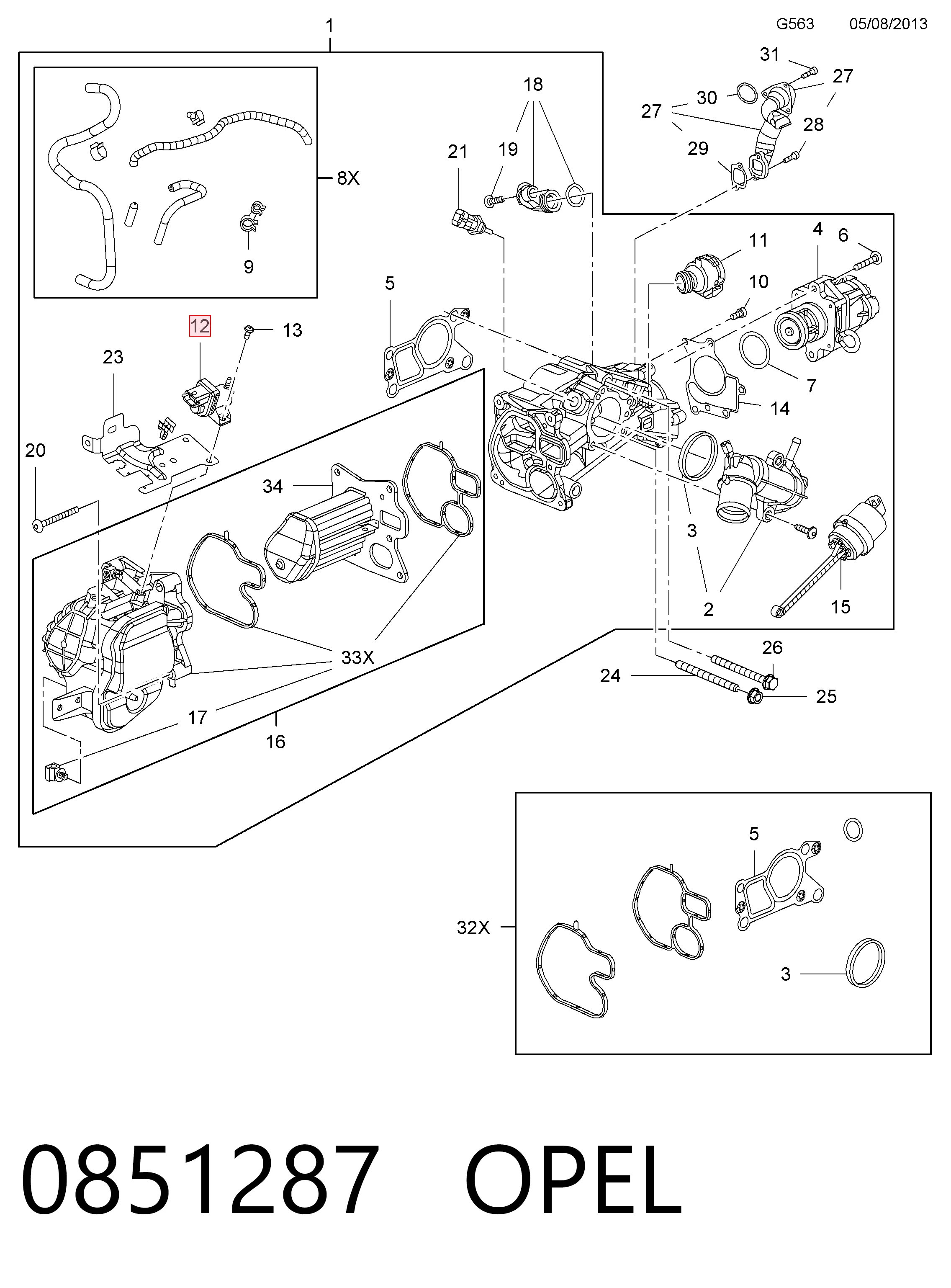 55566051 Peugeot/Citroen Клапан соленоїд регулювання заслонки EGR