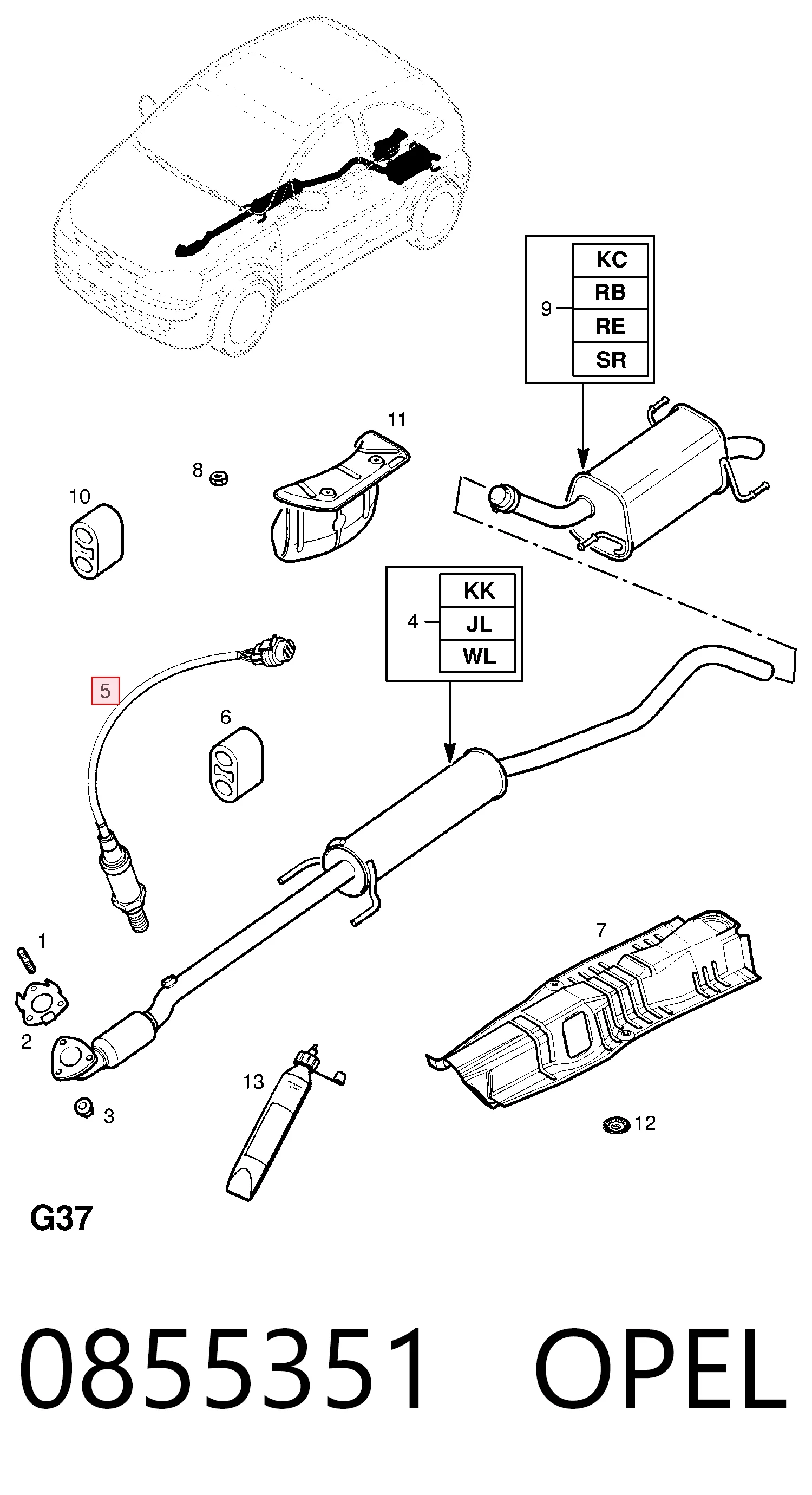 0855351 Opel Лямбда зонд після каталізатора