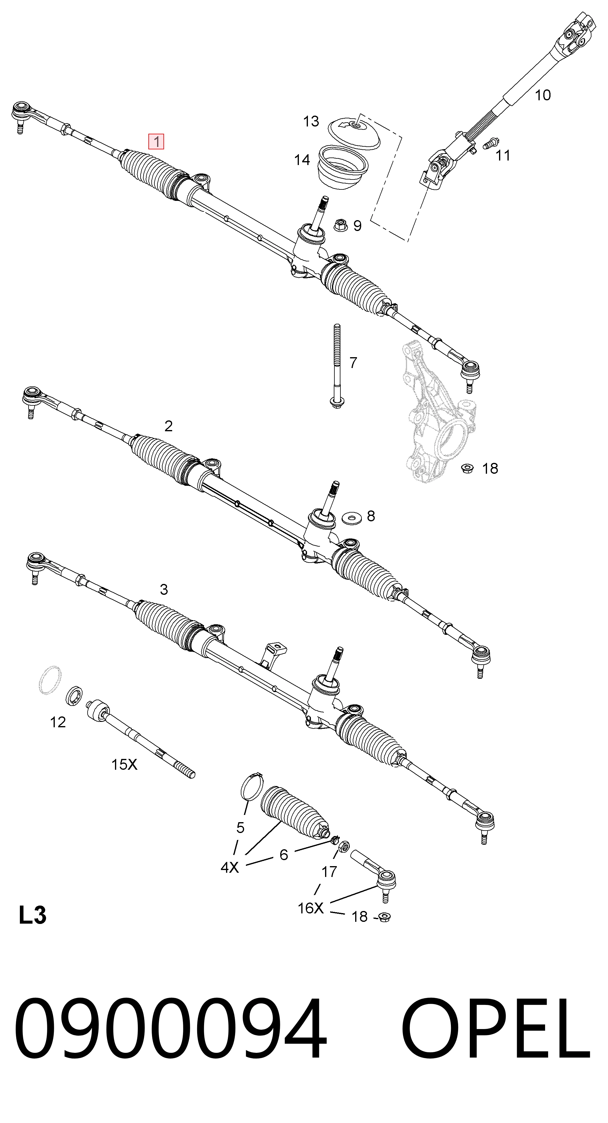 Кермова рейка General Motors 39075197