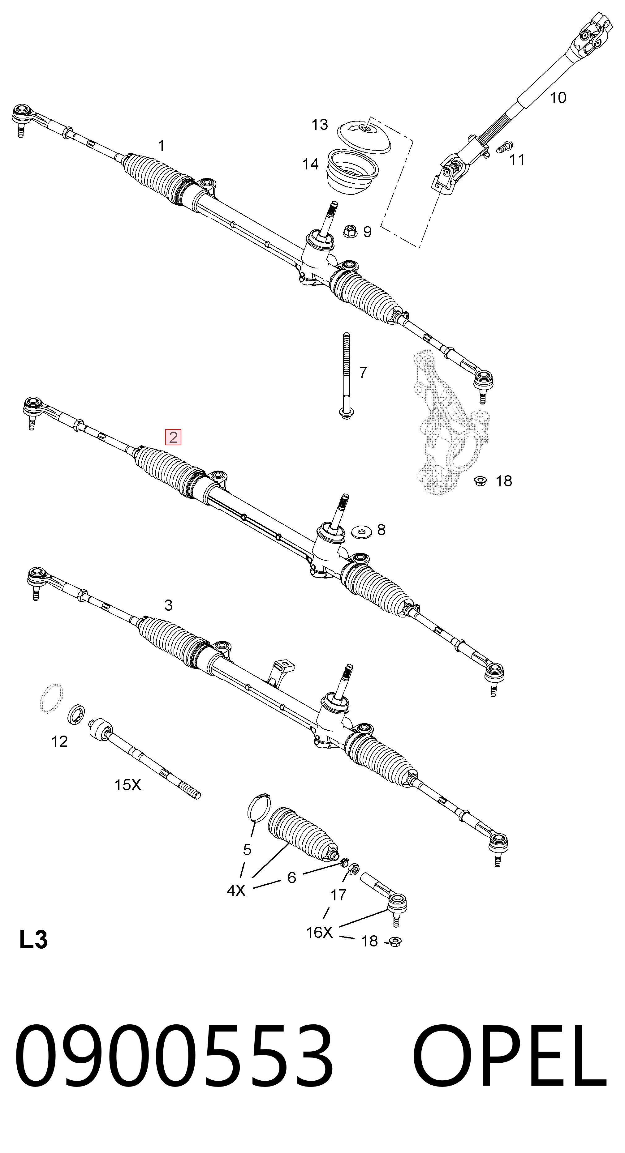 39075197 General Motors Рейковий рульовий механізм