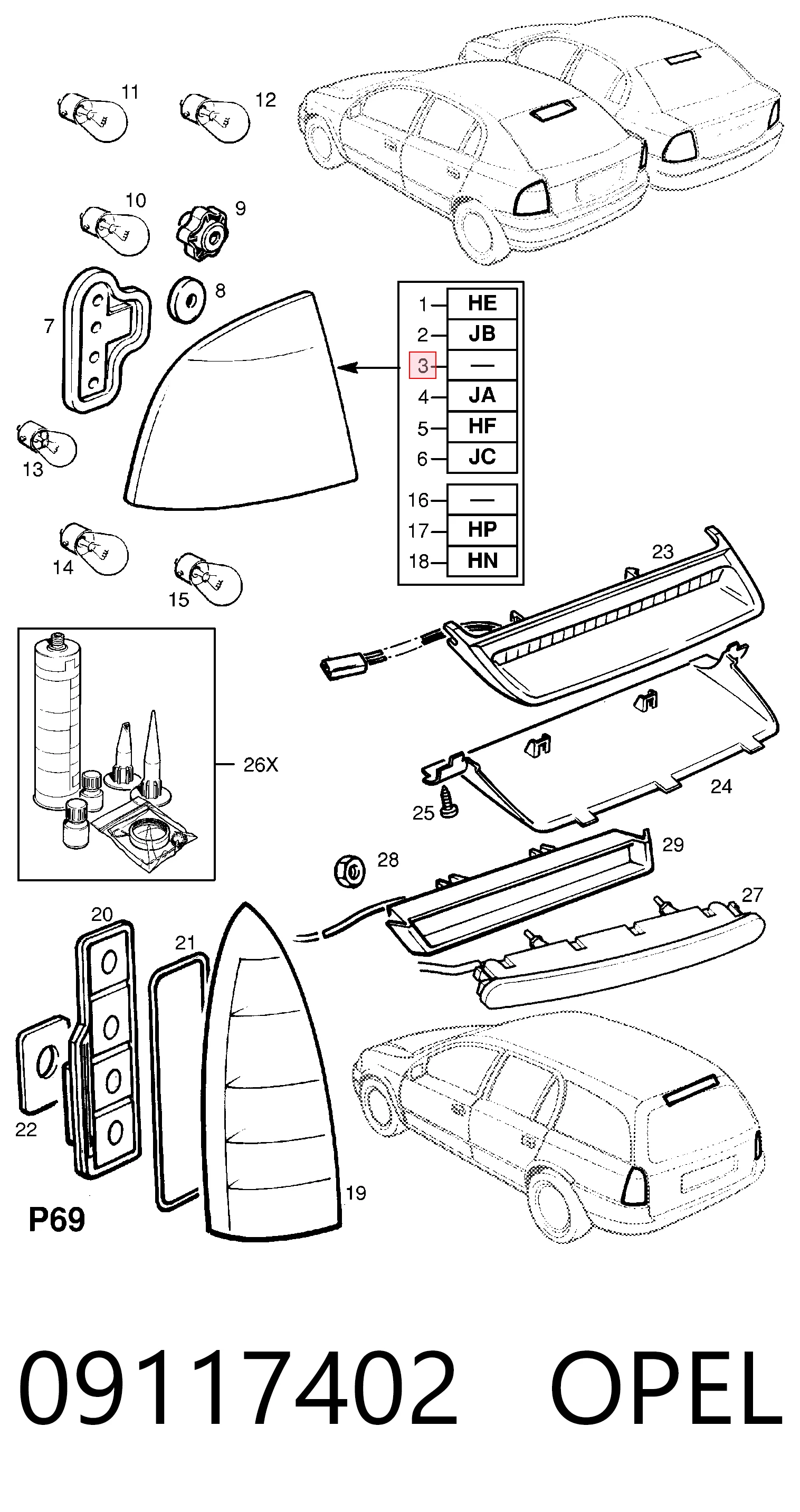 Задня ліва фара на Opel Astra G F48, F08