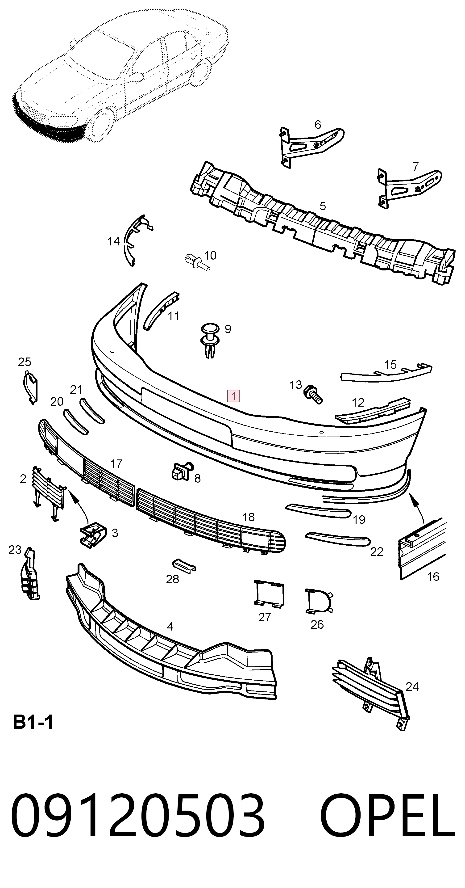 9120503 General Motors Бампер передній в зборі