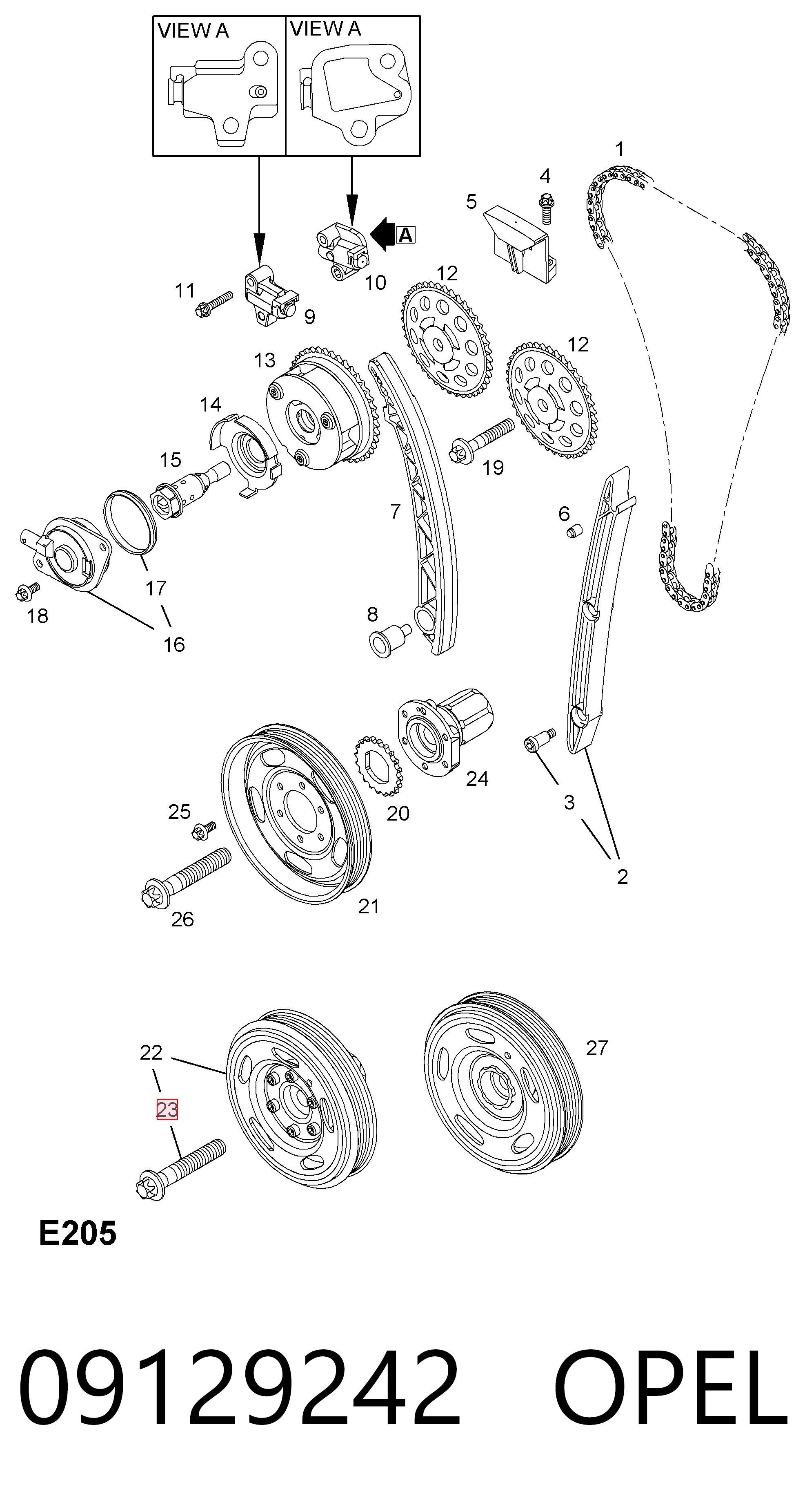 09129242 Opel Болт коленвала