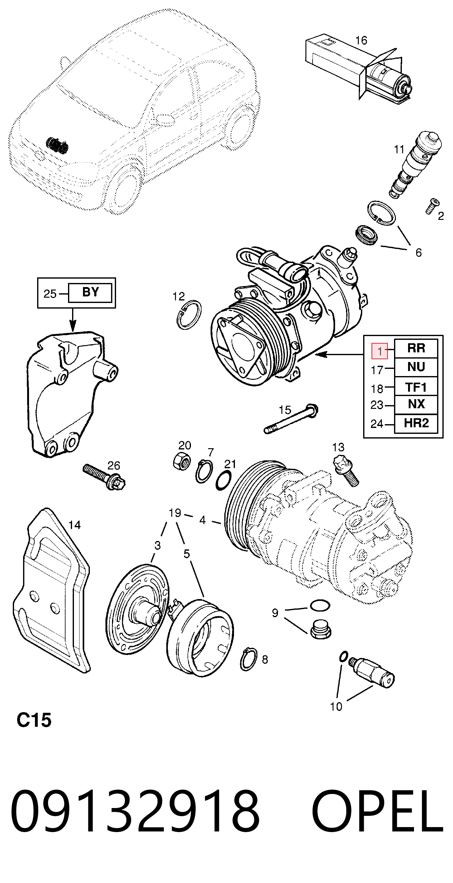 09132918 Opel Компресор холодоагенту