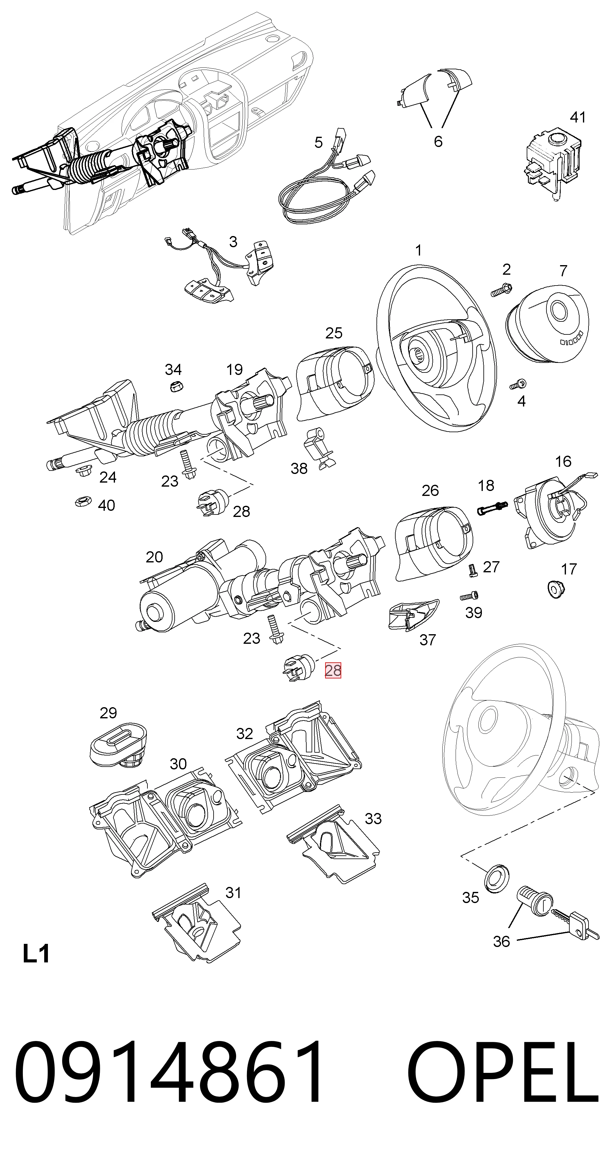0914861 Opel Контактна група замка