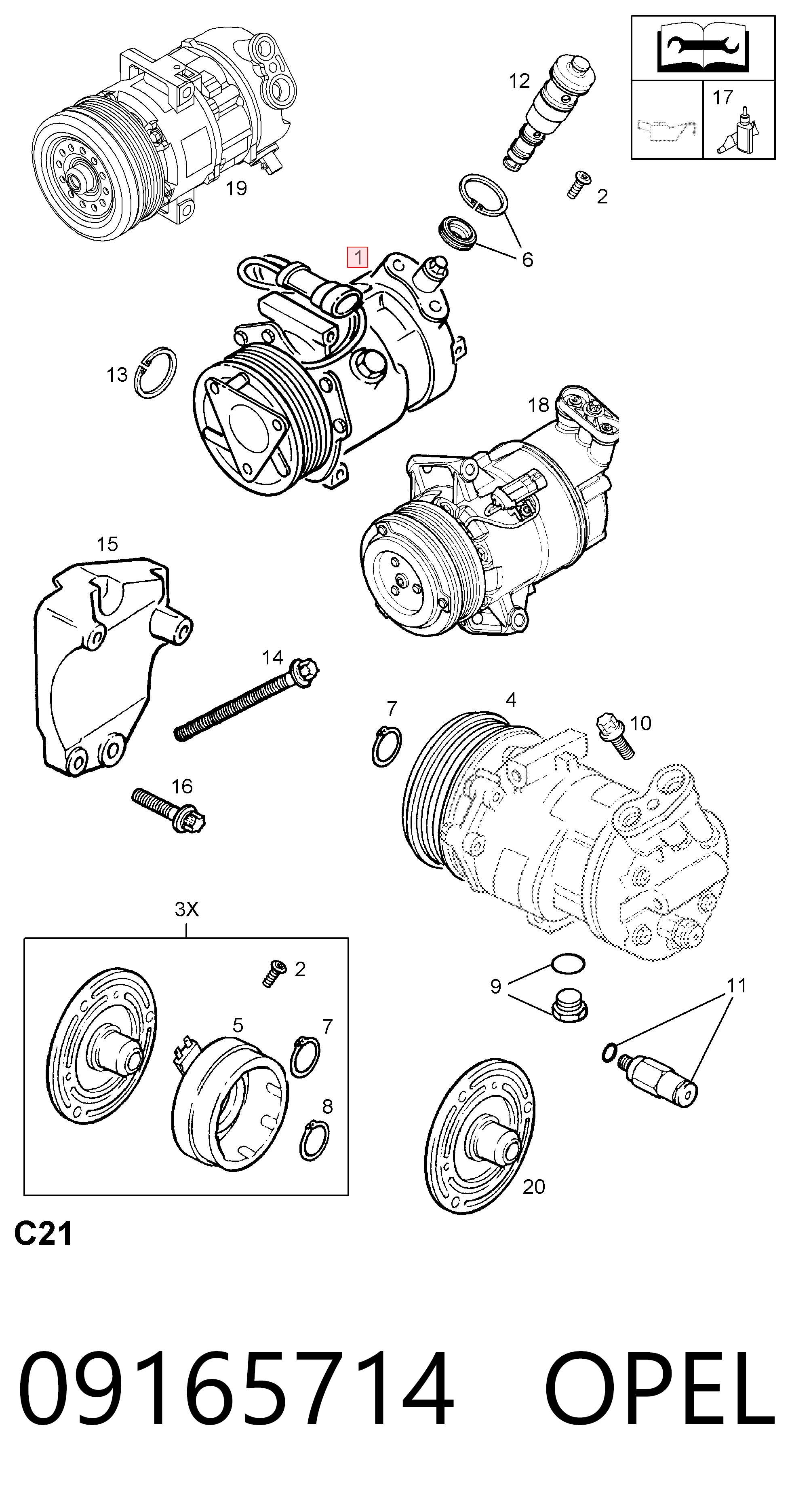 09165714 Opel Компресор холодоагенту