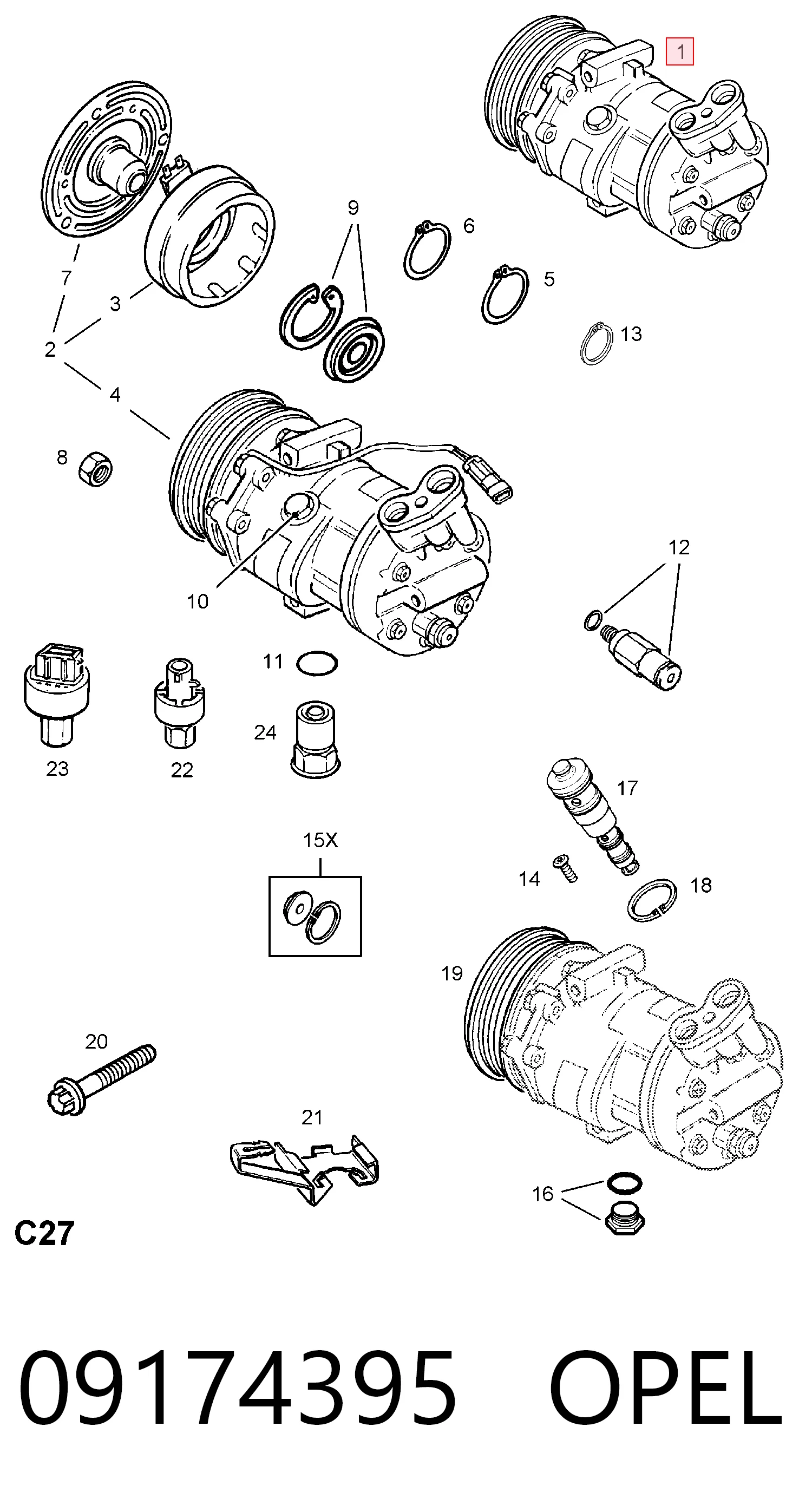 Компресор кондиціонера 1854085 General Motors