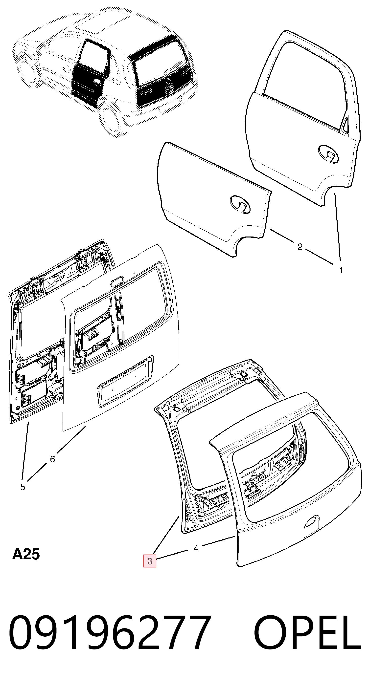 Треті двері на Opel Corsa C F08, F68