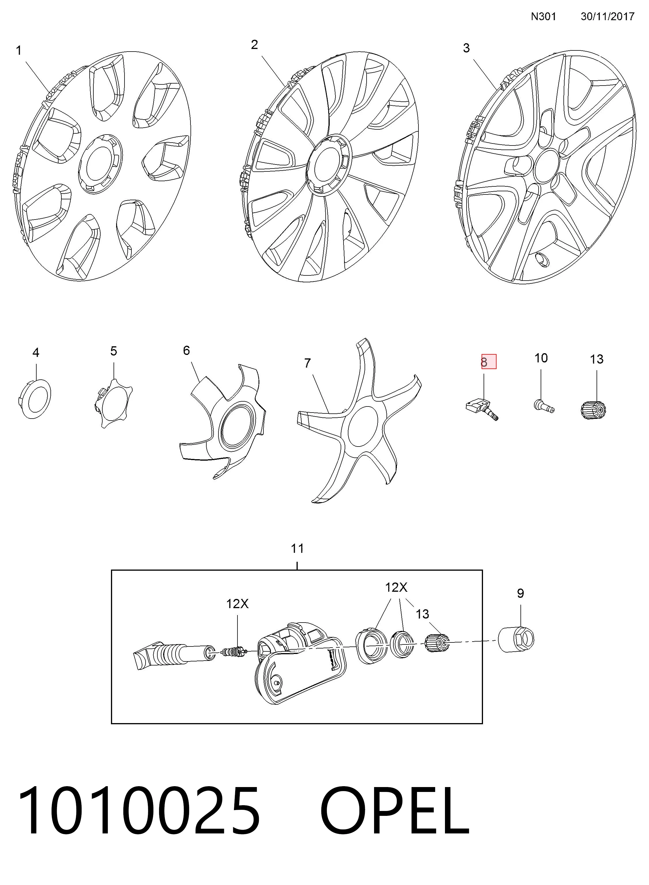 Купити 13598775 Peugeot/Citroen Датчик контролю тиску в шинах