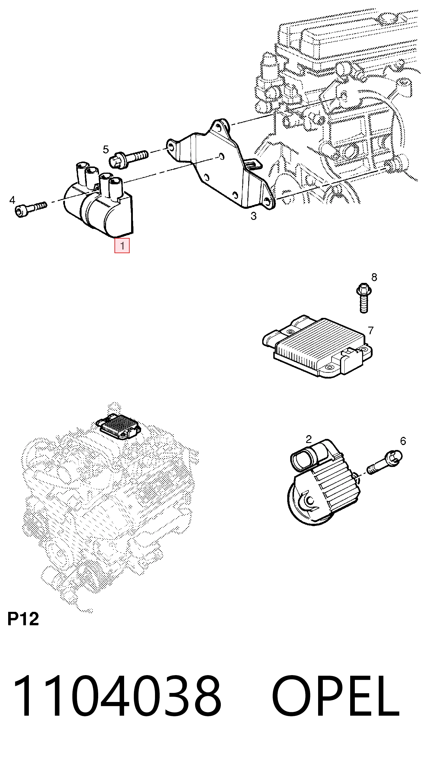 1104038 Opel Котушка запалювання