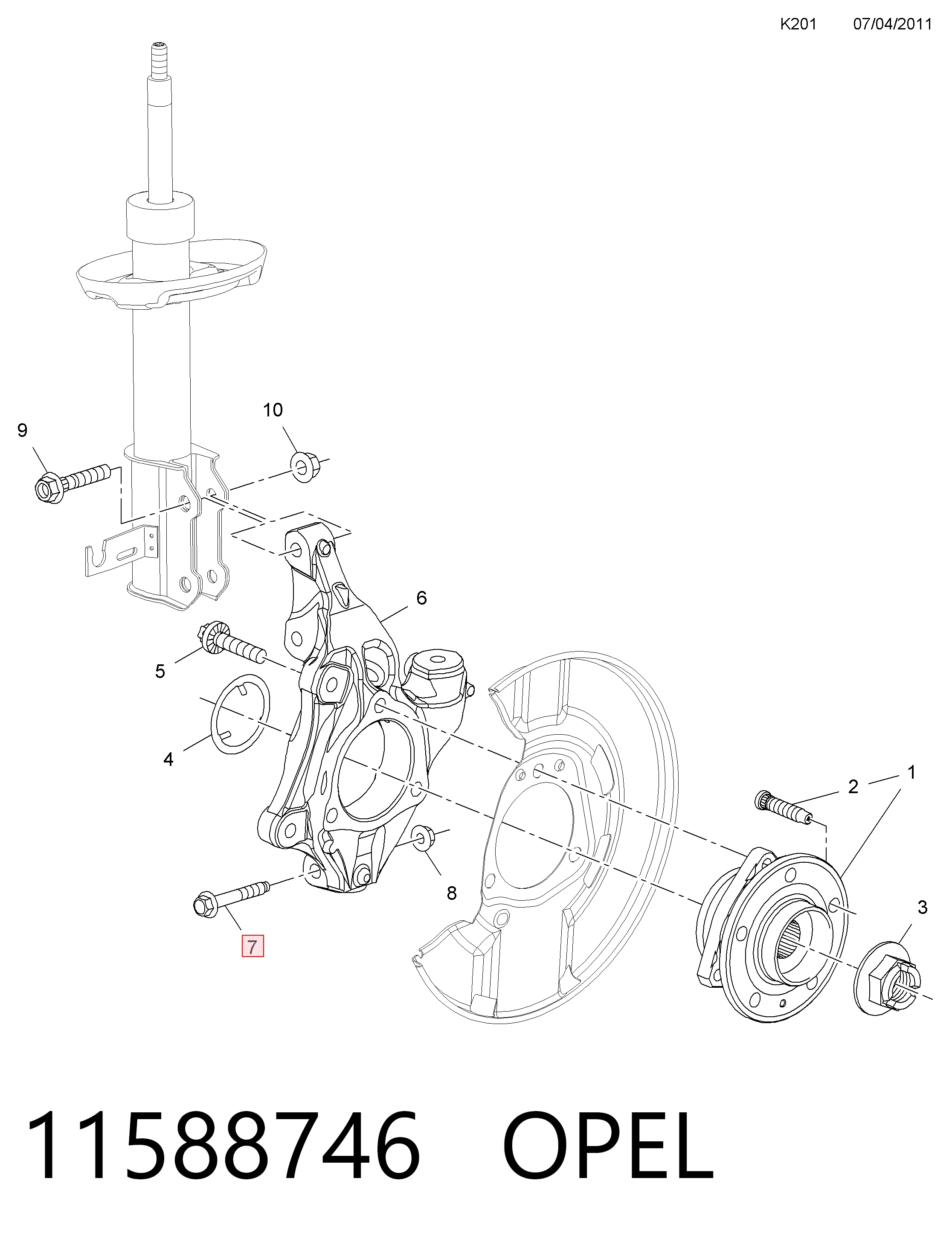 Купити 11588746 Peugeot/Citroen Болт кріплення передньої кульової опори до цапфи