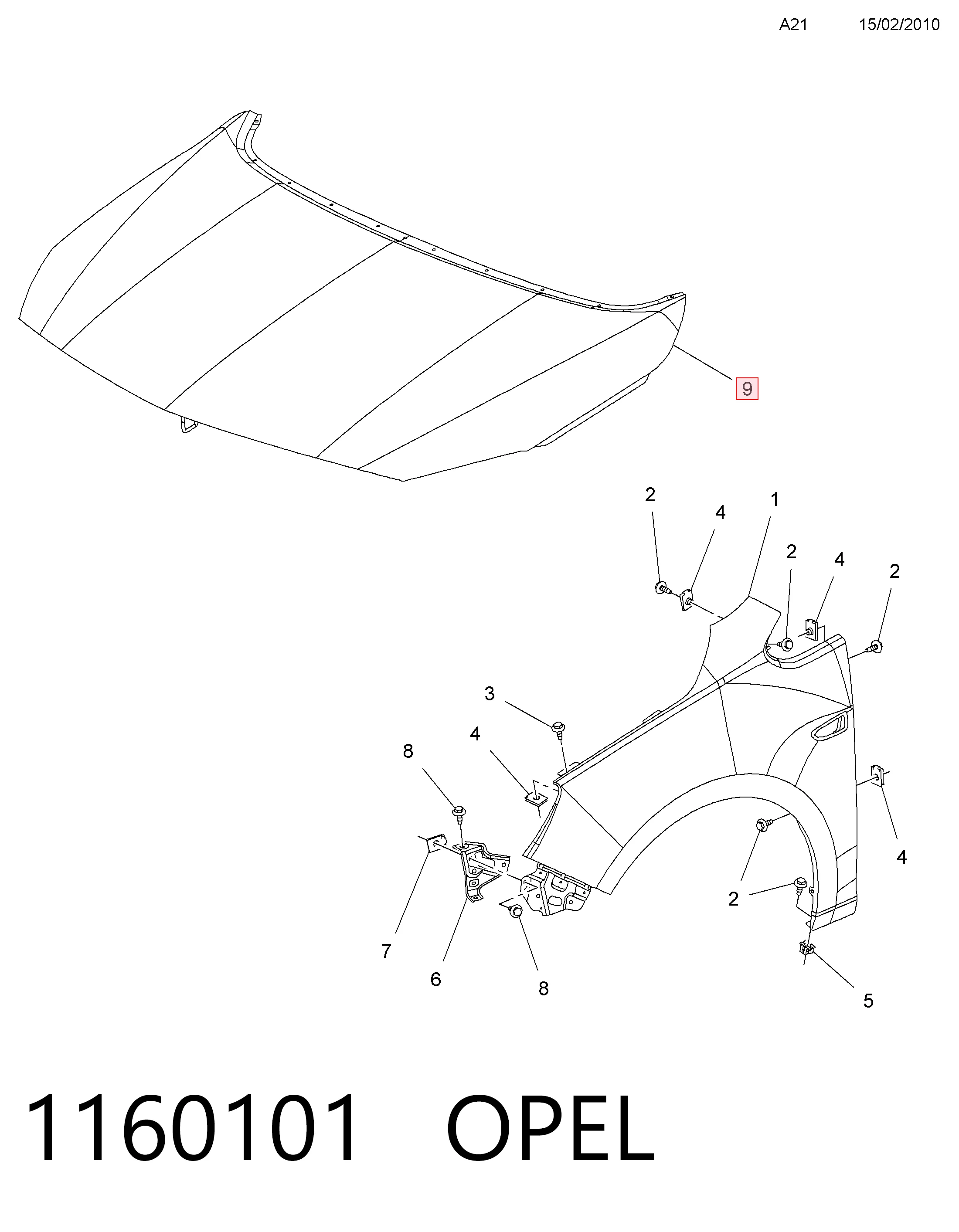 Капот Opel 13350060 ціна, від 145.94 USD