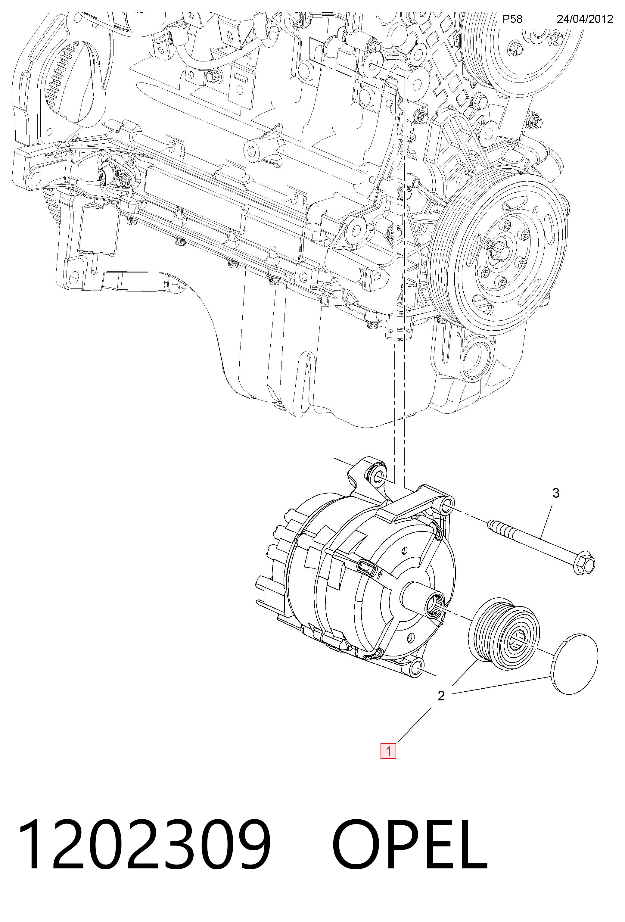 1202309 Opel Авто генератор