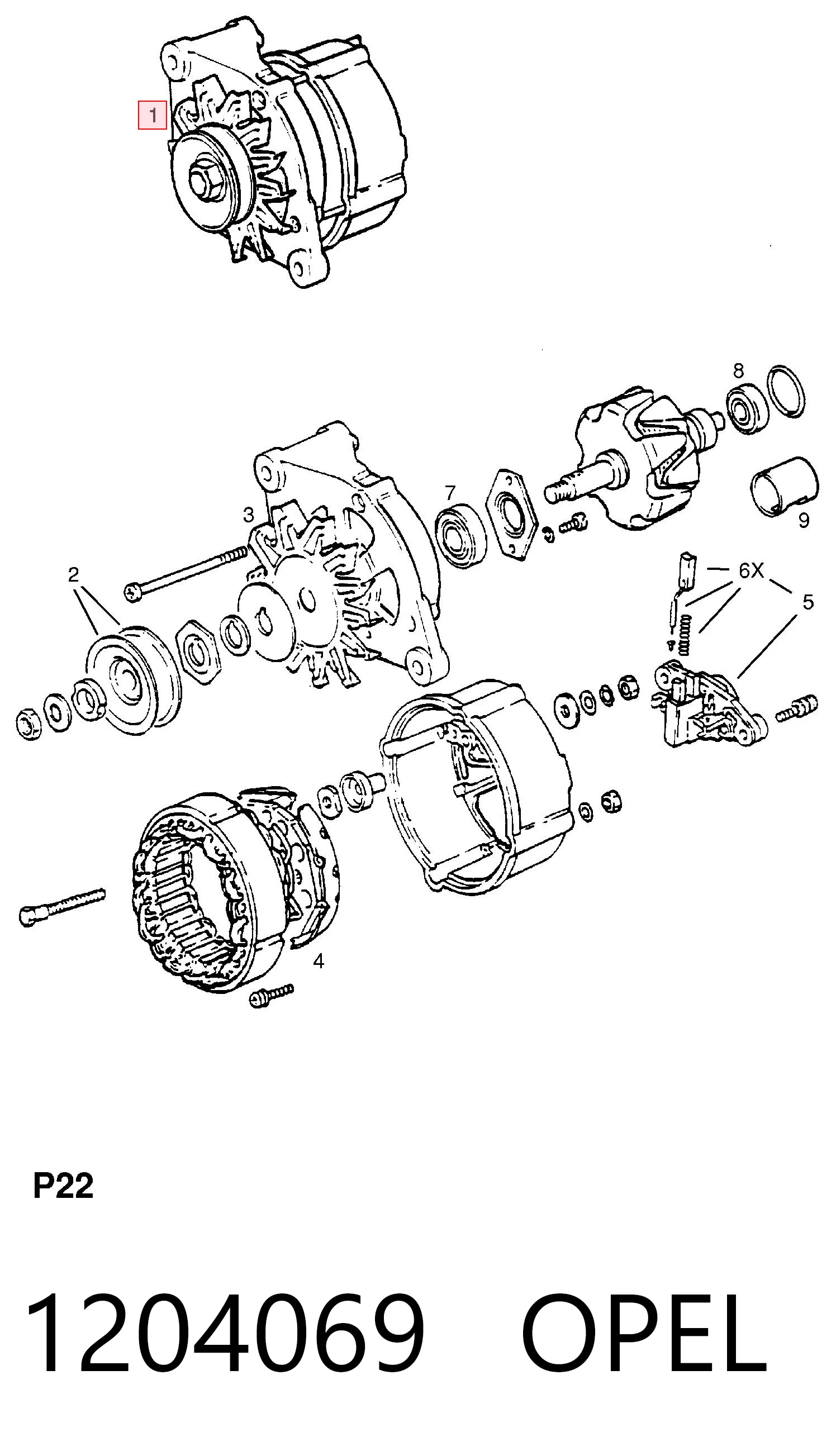 1204069 Opel Авто генератор