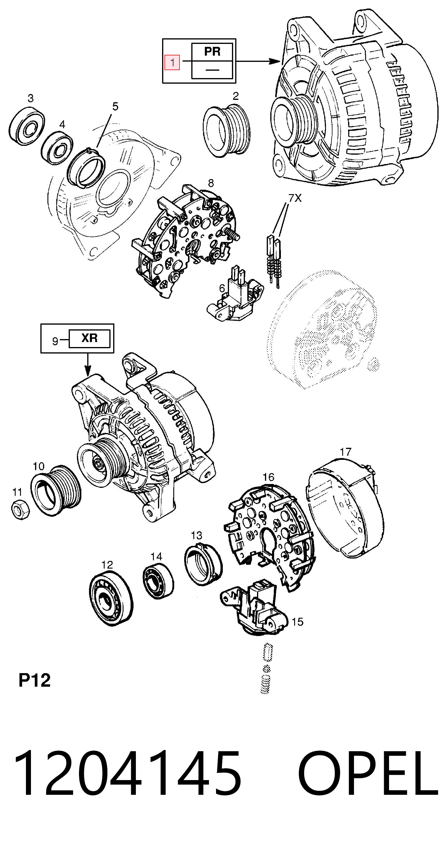 1204145 Opel Авто генератор