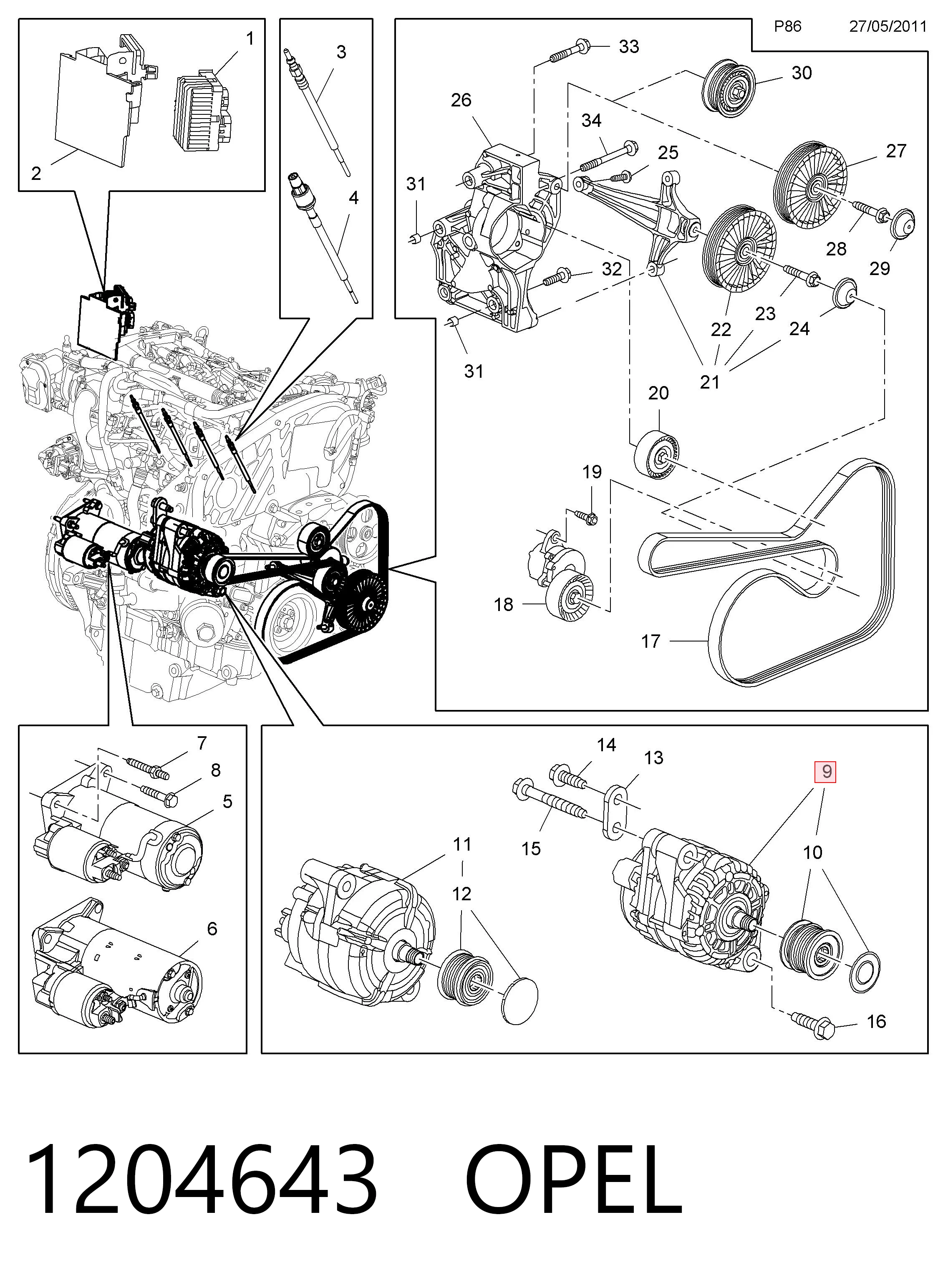 1204643 Opel Авто генератор