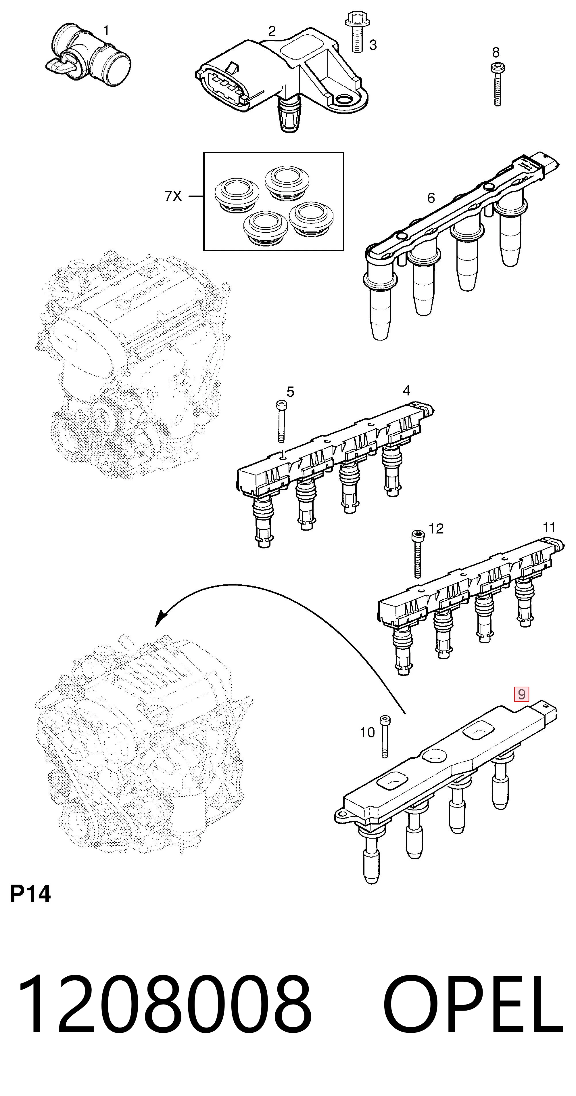 1208008 Opel Котушка запалювання