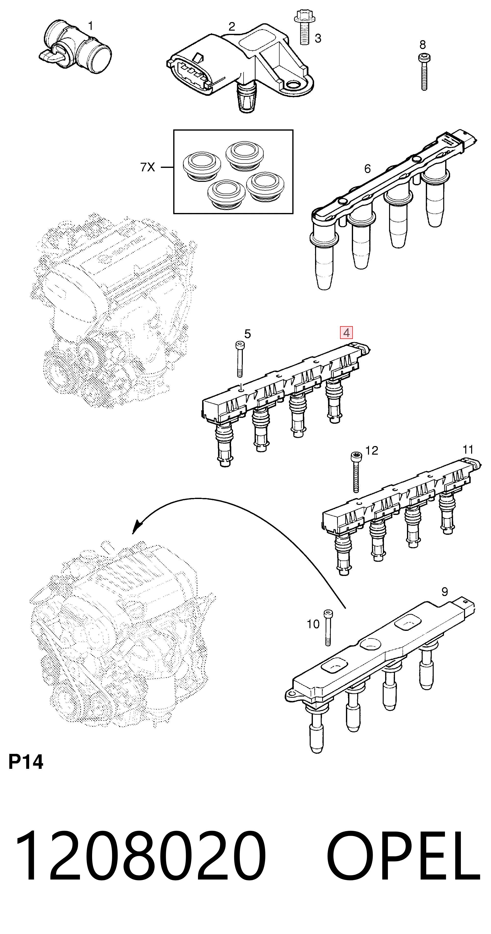 1208020 Opel Котушка запалювання