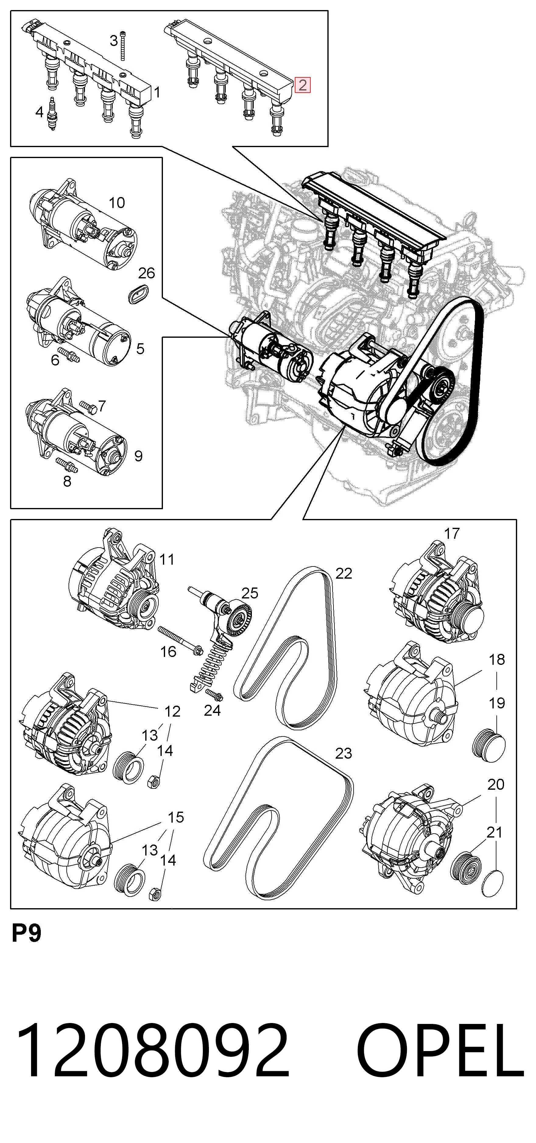 1208092 Opel Котушка запалювання