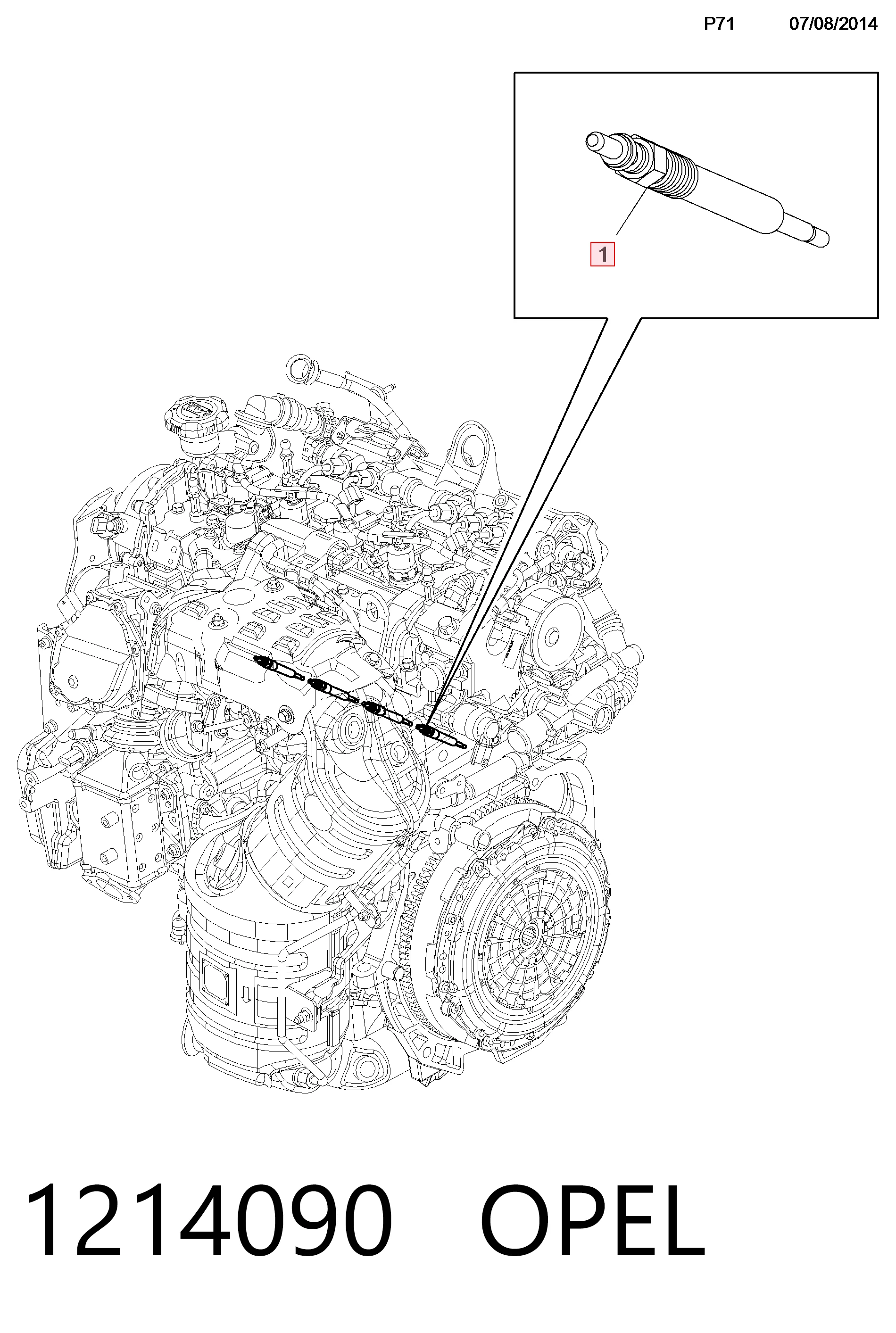 1214090 Opel Свічки розжарювання