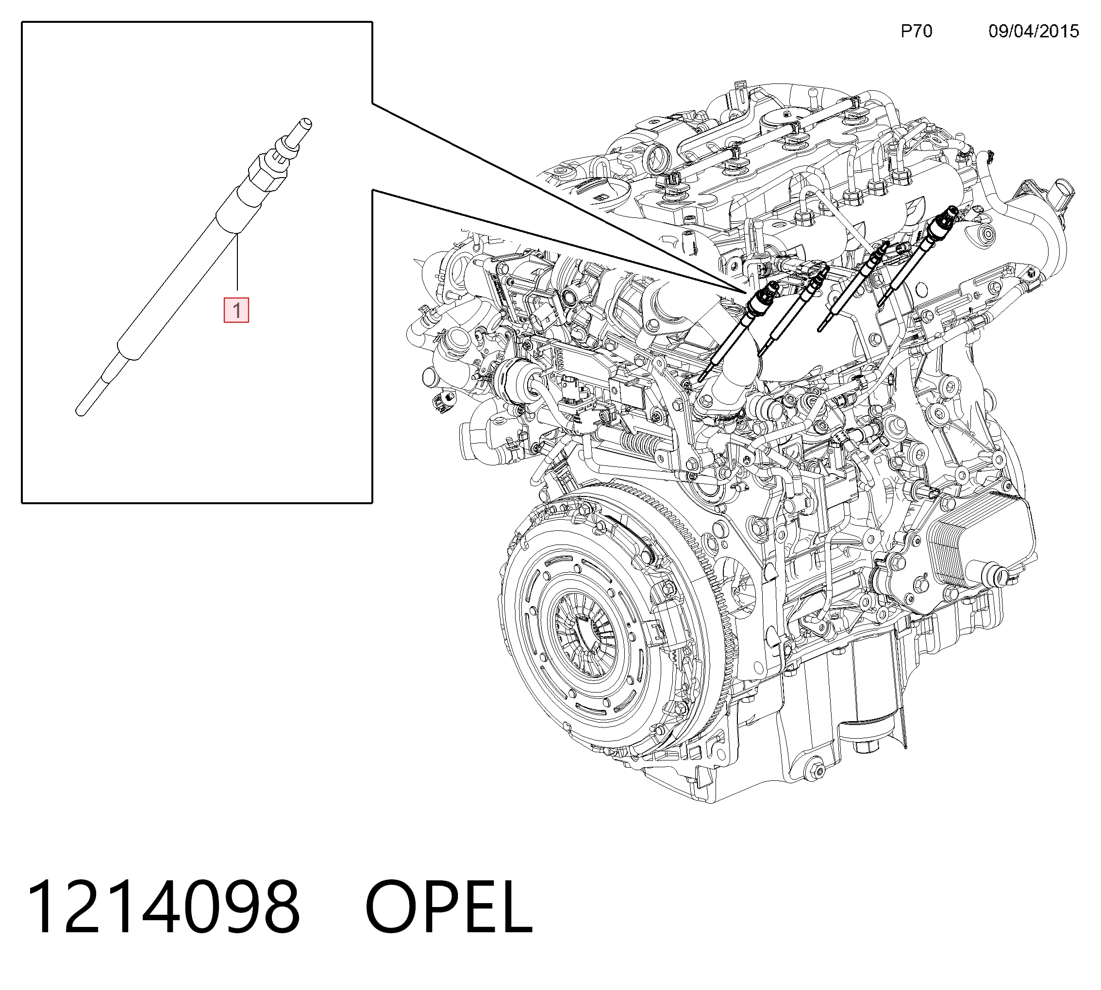 1214098 Opel Свічки розжарювання