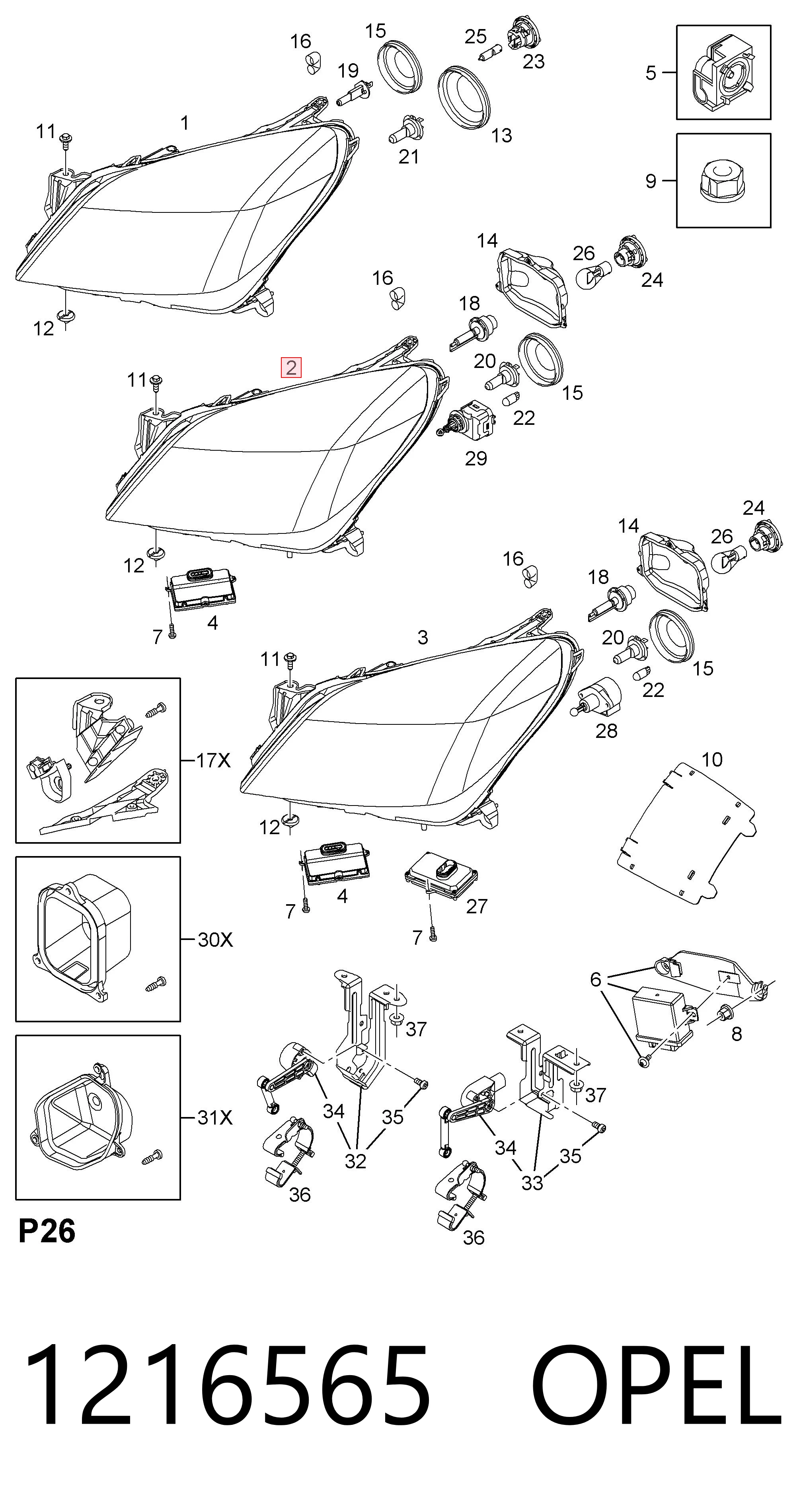Купити 93178639 General Motors Фара ліва передня