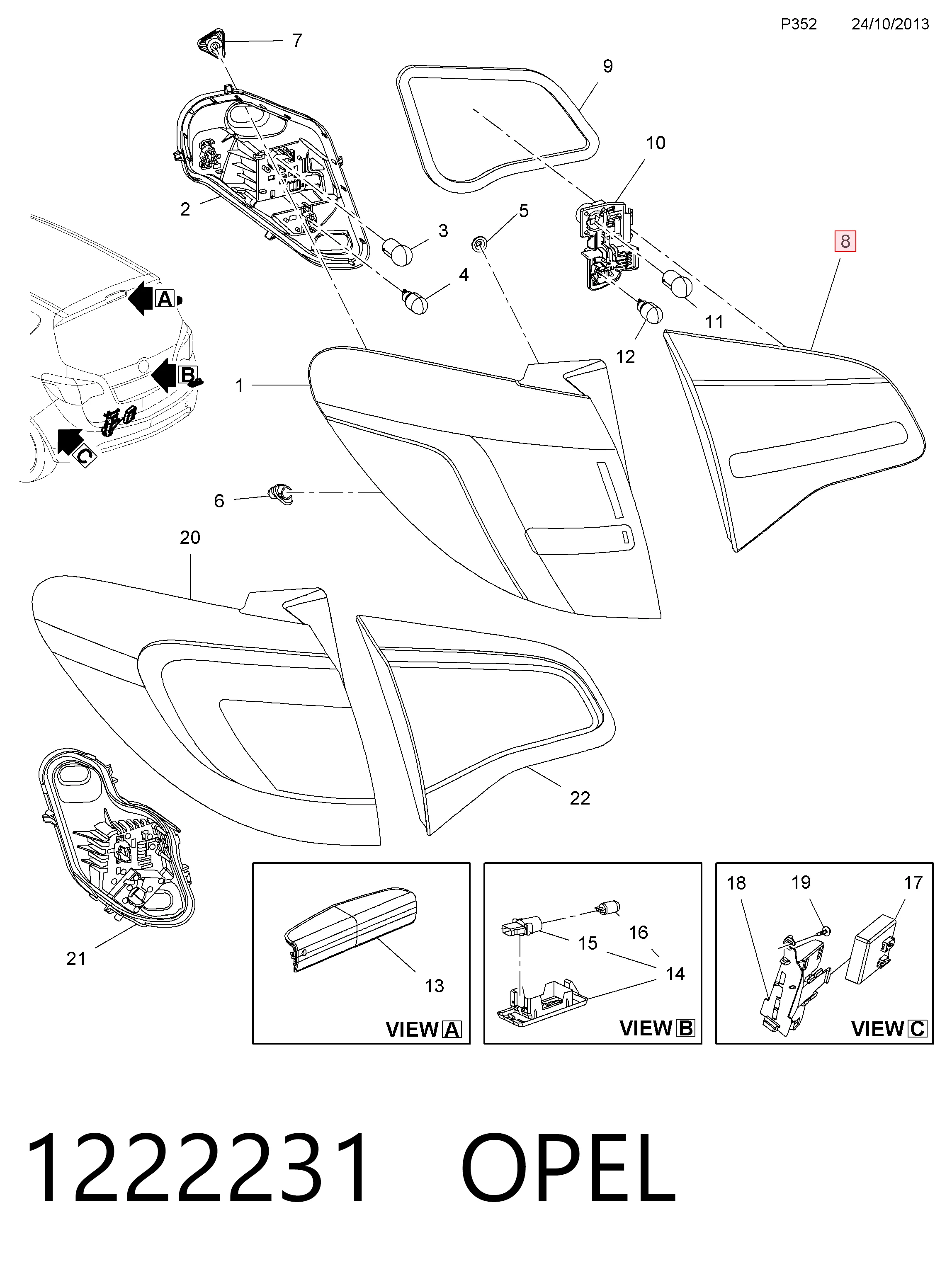 Стоп задній Opel 13435485 ціна, від 180.08 USD
