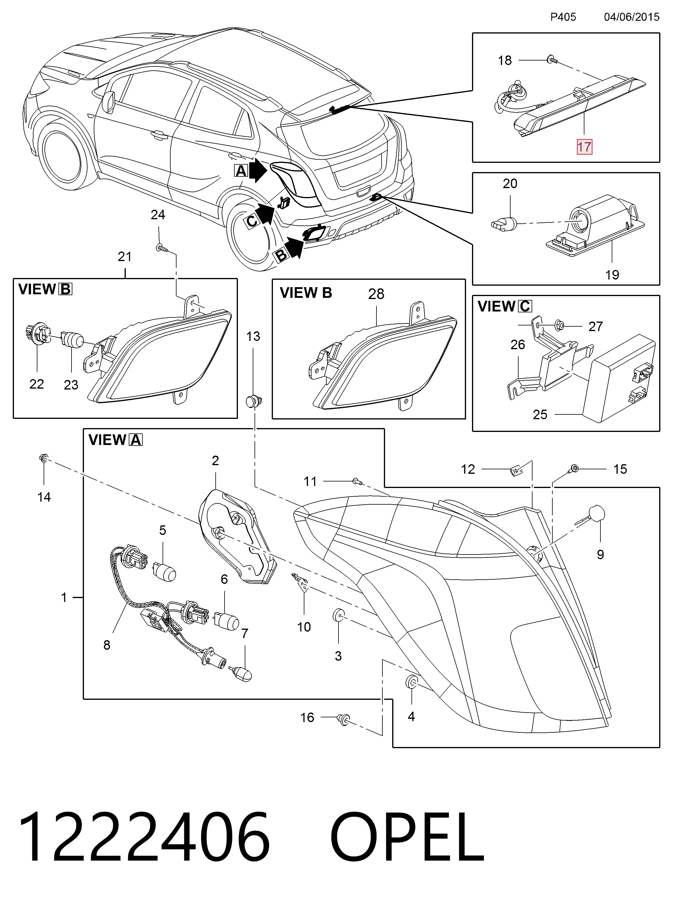 Купити Задній стоп Opel Mokka I J13