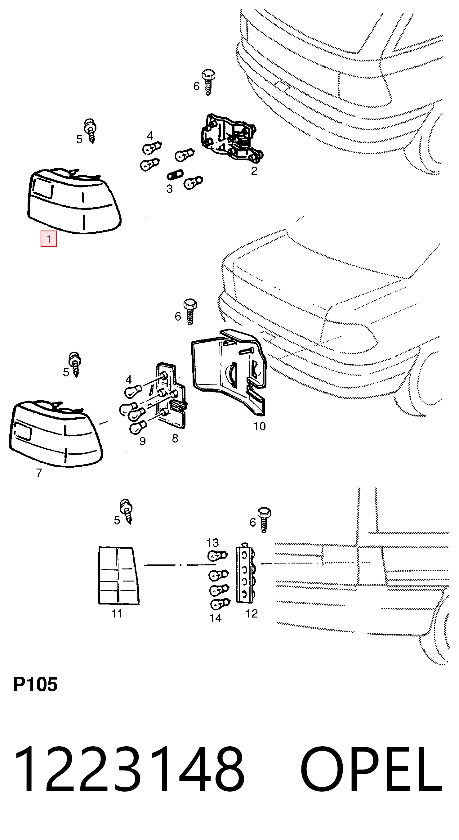 Задня права фара 394448 General Motors