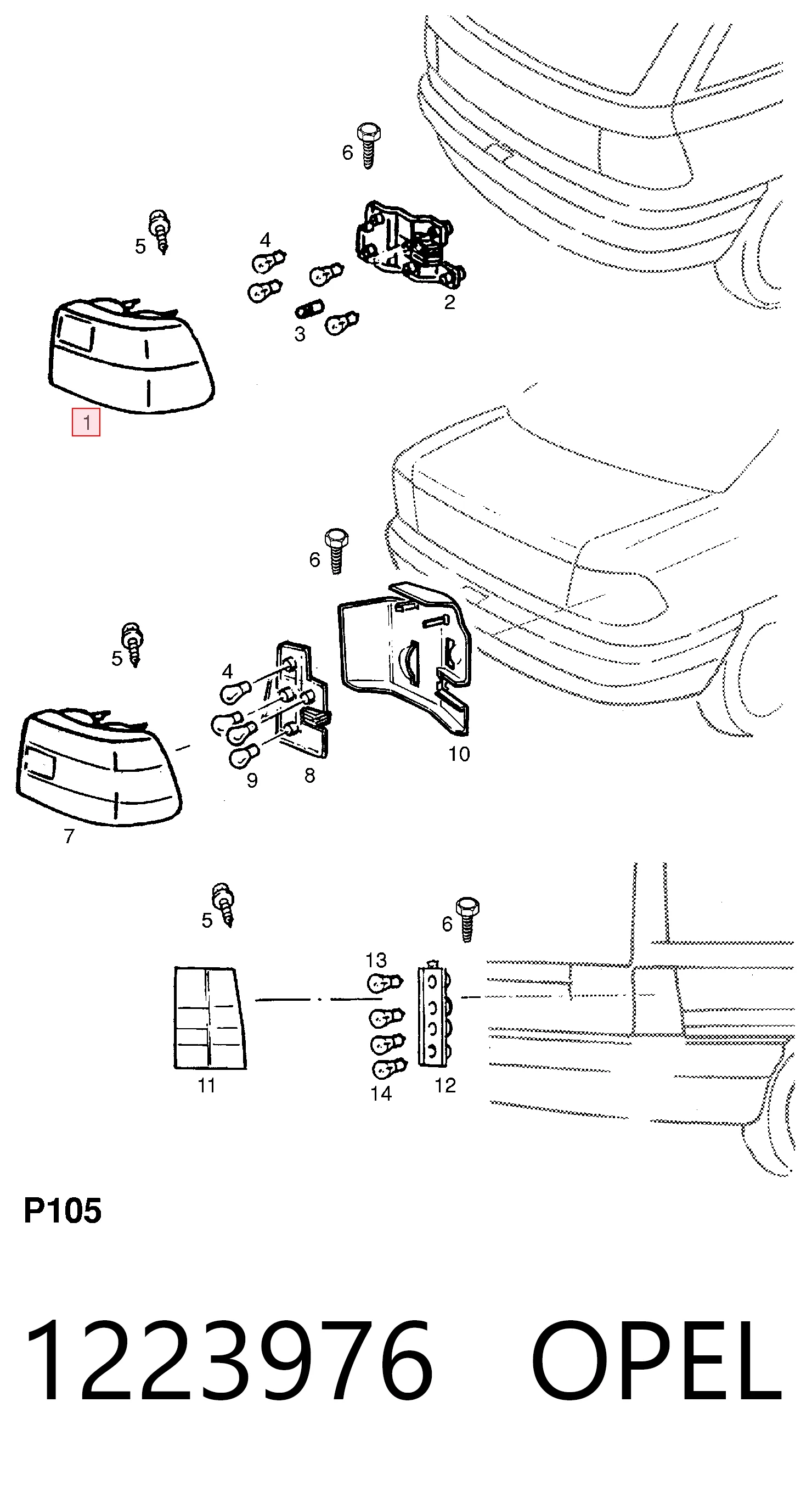 Задня права фара 90510613 General Motors