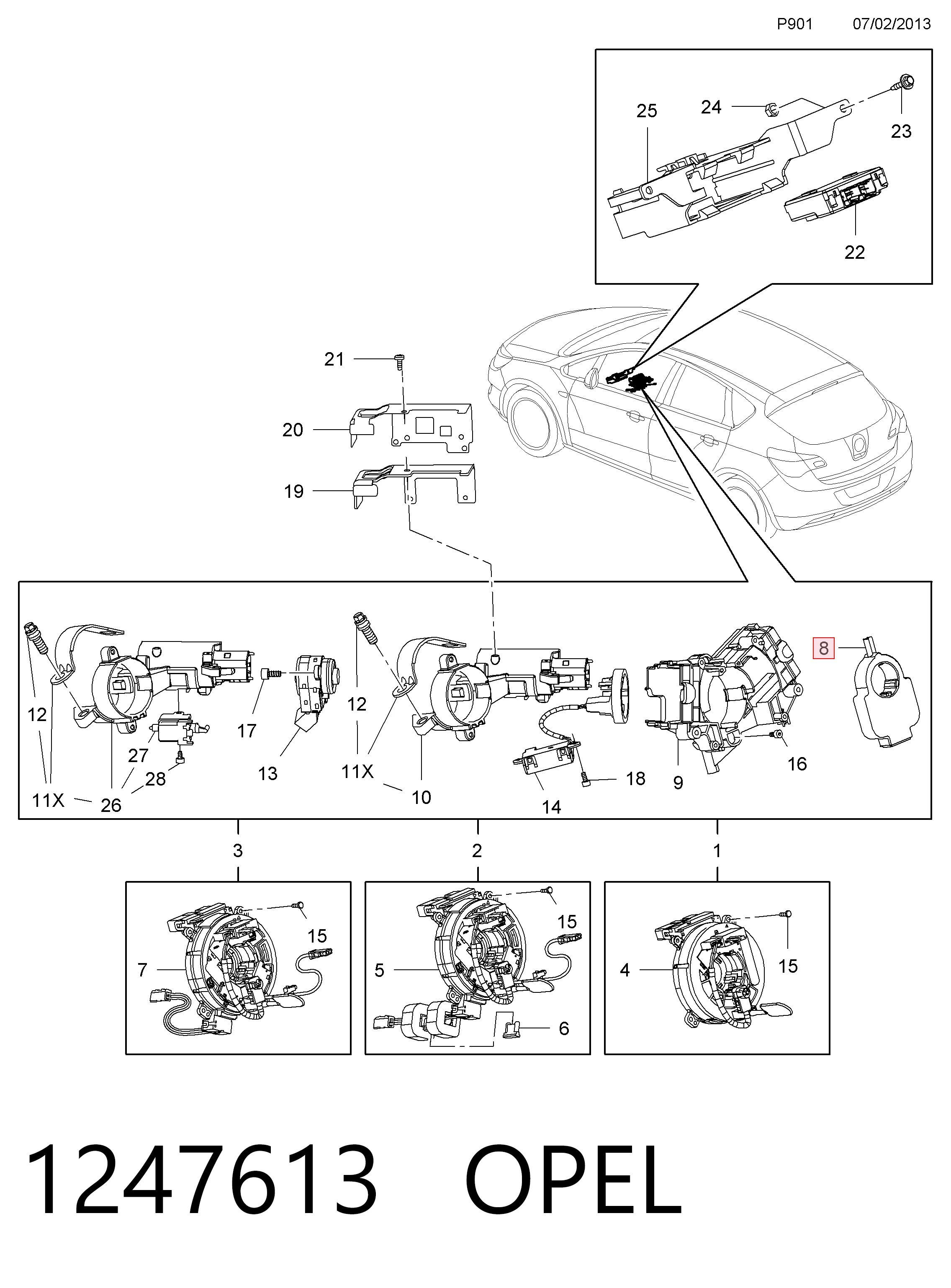 Датчик кута повороту кермового колеса 13587663 Opel