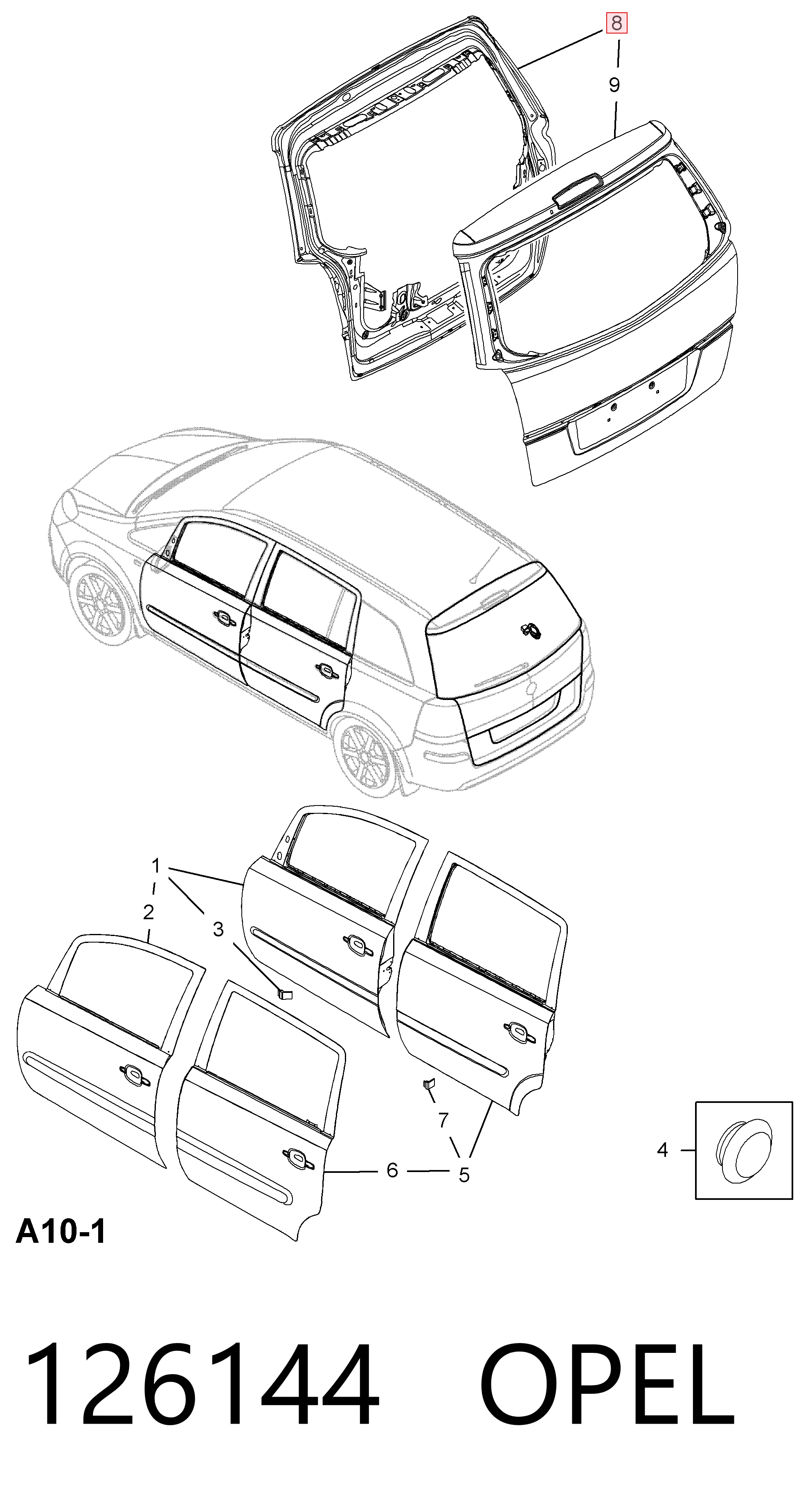 П'яті двері Opel Zafira B мінівен (A05) (2005 - 2011) ціна, від 141.21 USD