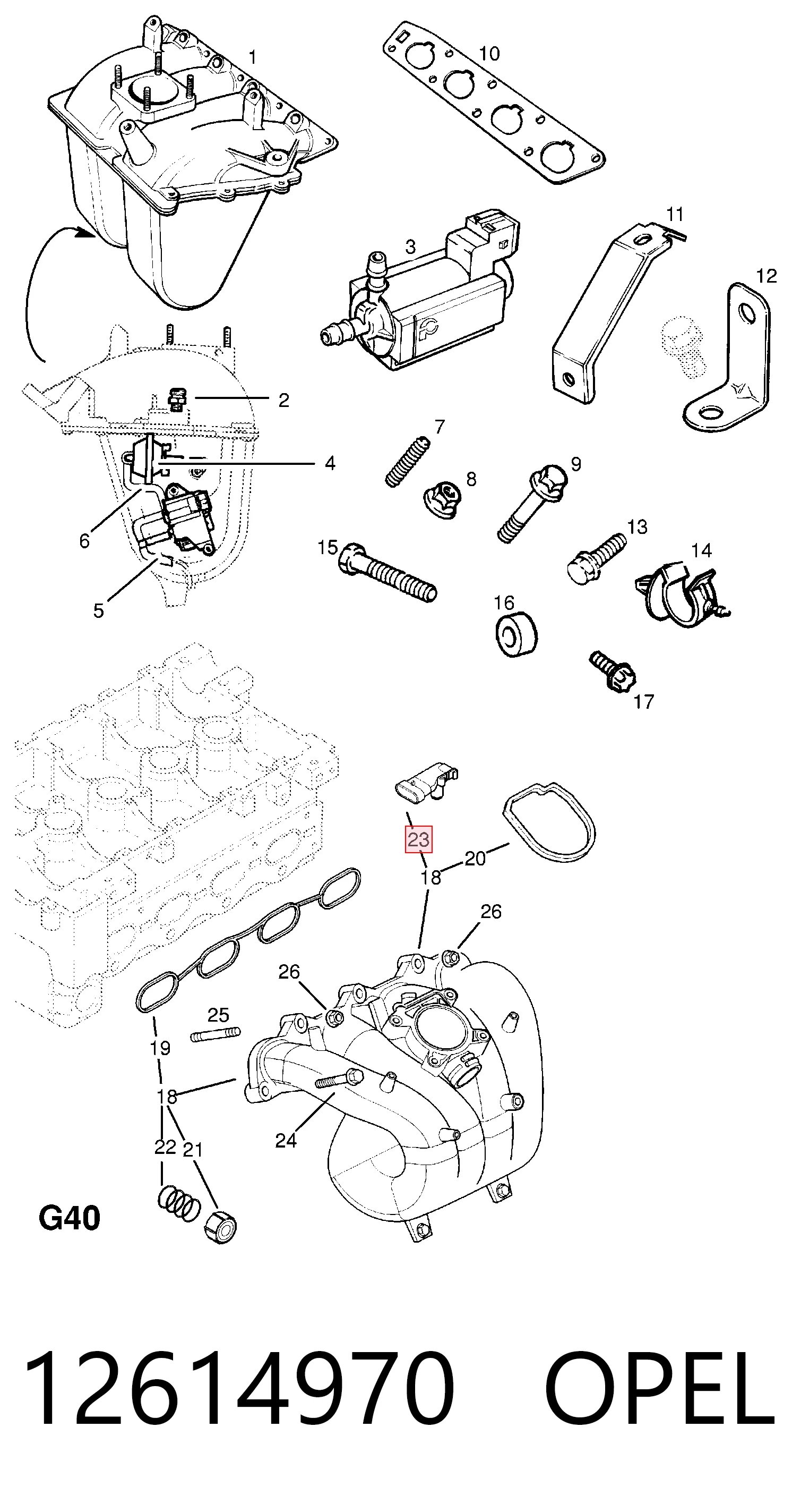 12614970 Opel Датчик наддува