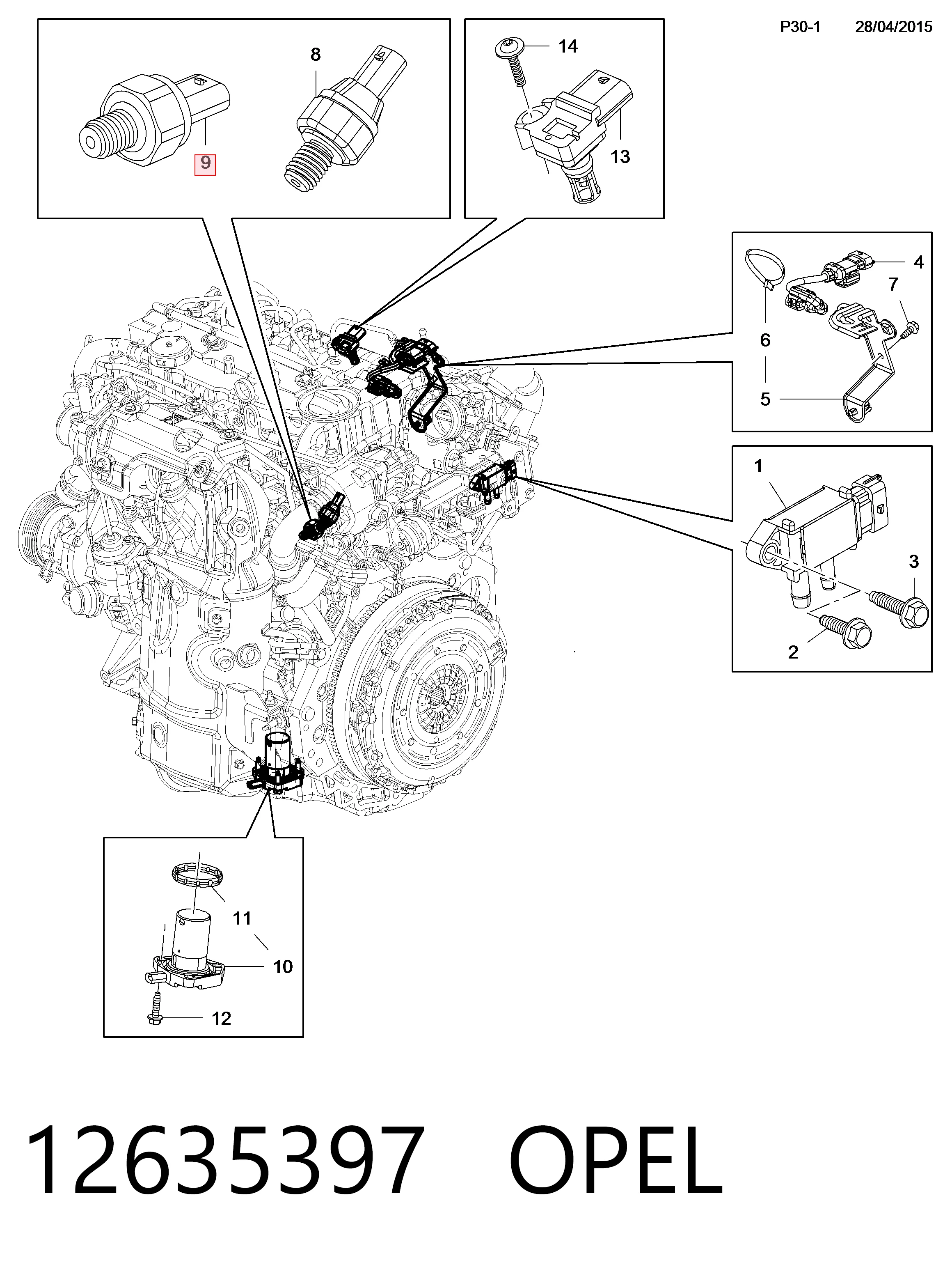 12635397 Opel Датчик показника тиску масла