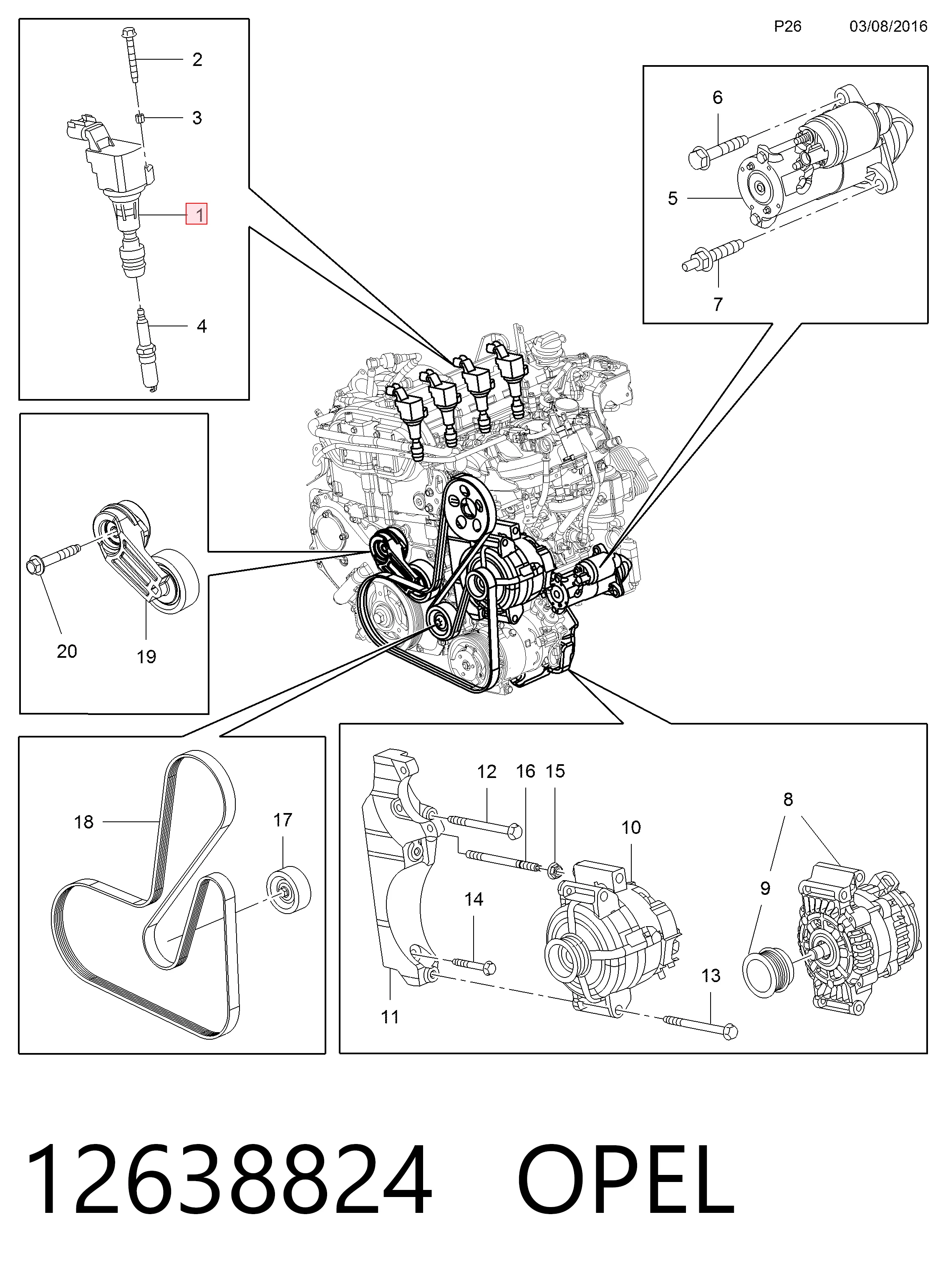 12638824 Opel Котушка запалювання