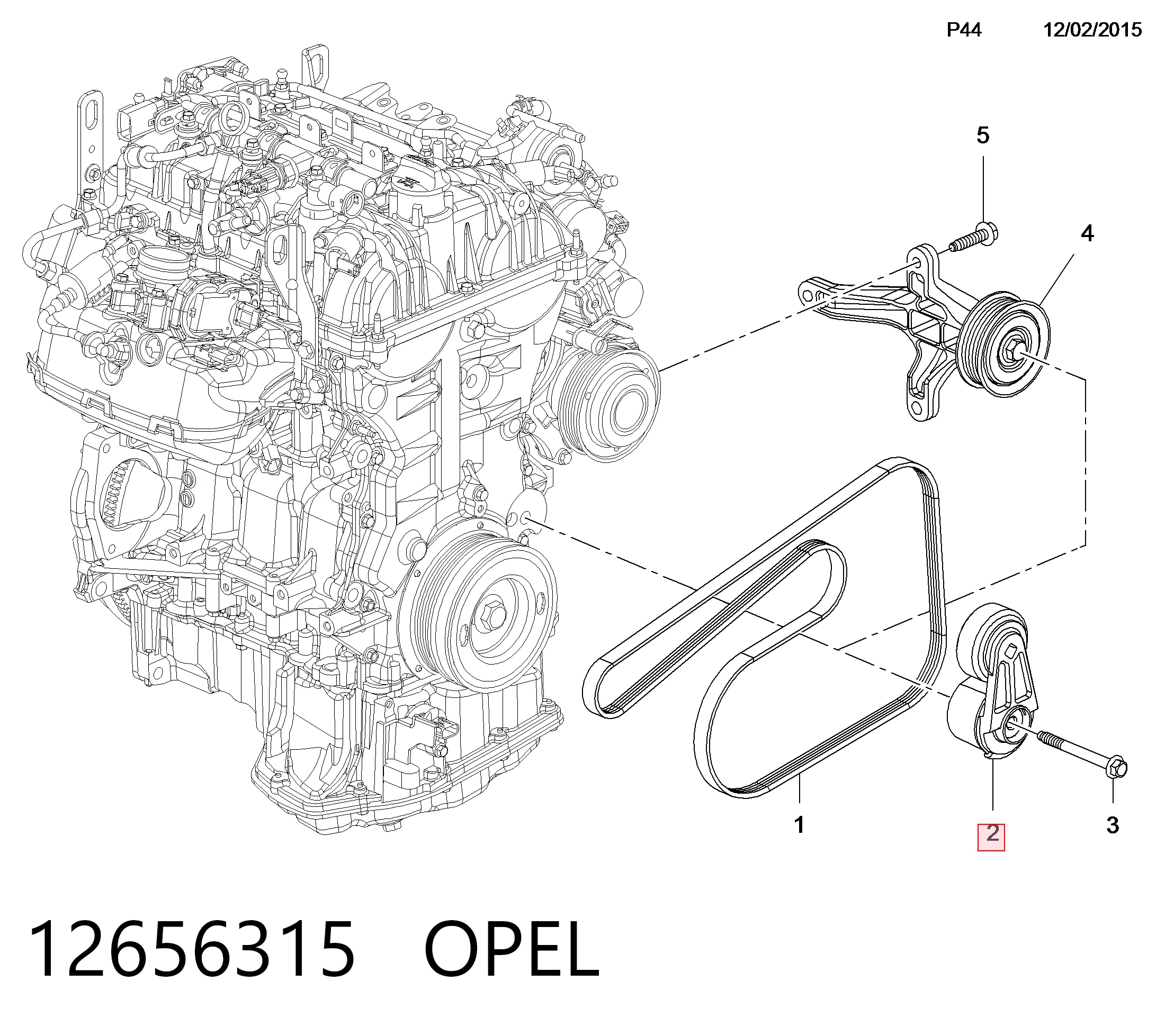 12656315 Opel Натяжна планка поліклинового ременя