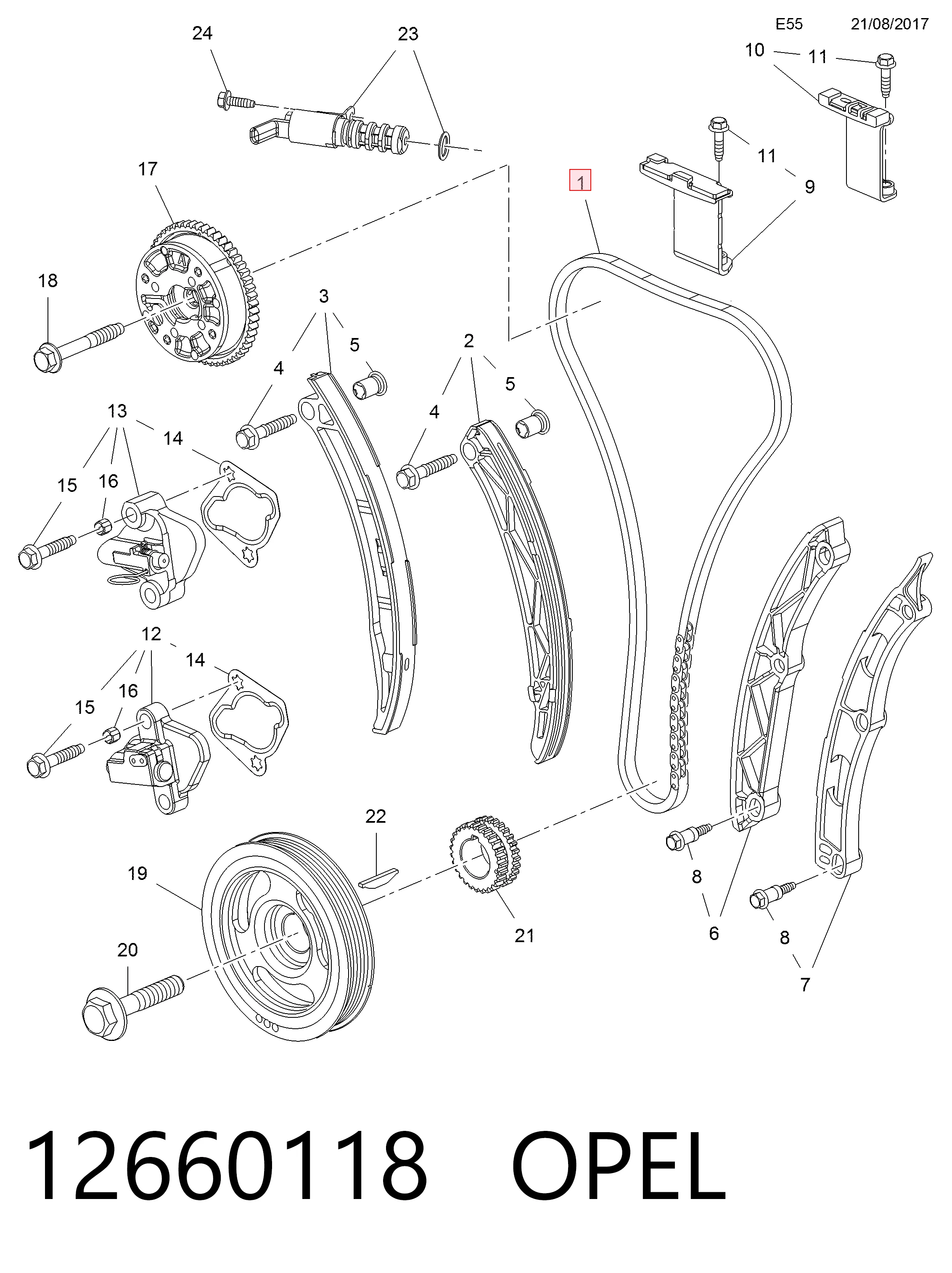 12660118 Peugeot/Citroen Ланцюг приводу распредвала