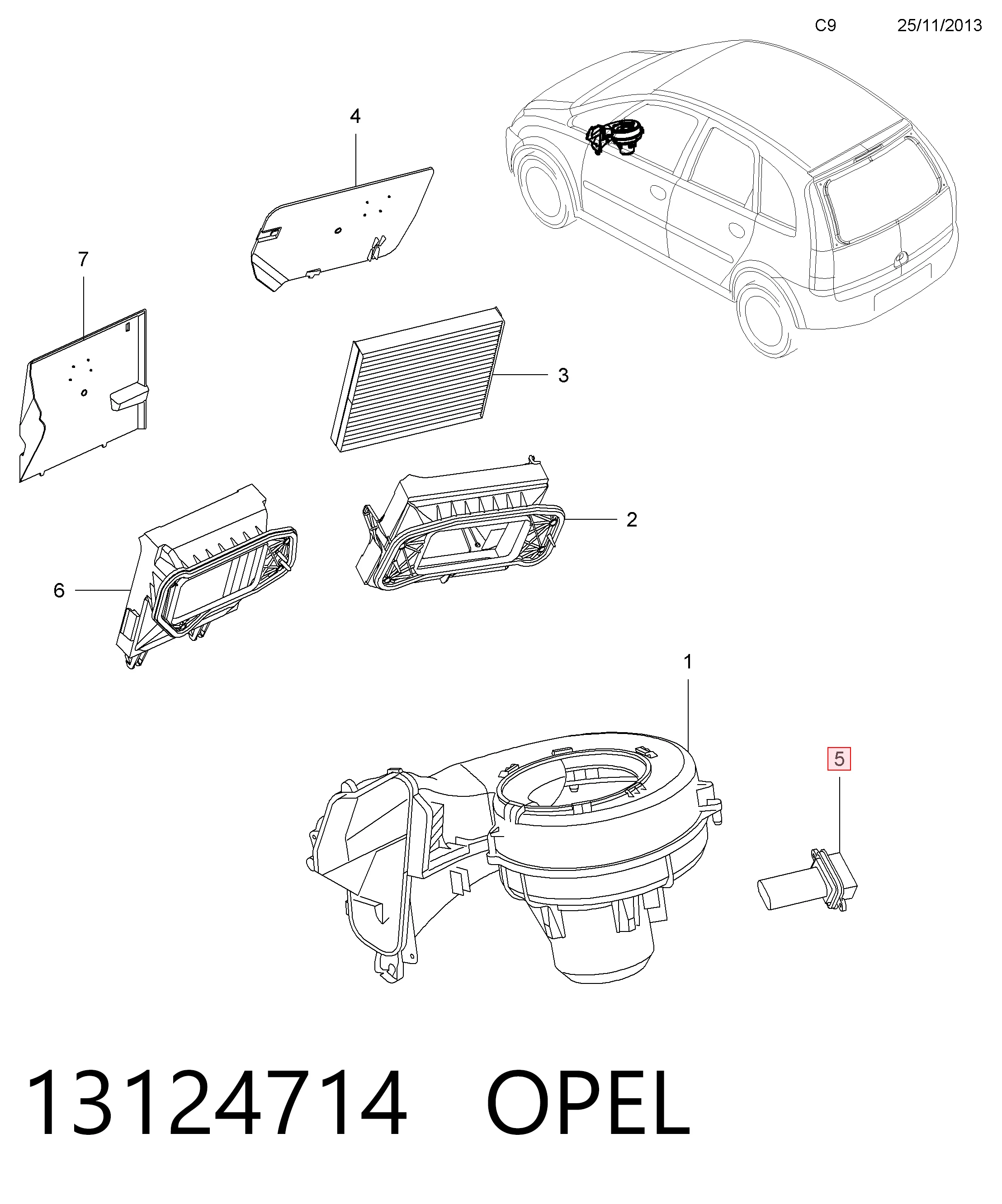 13124714 Opel Регулятор оборотів пічки