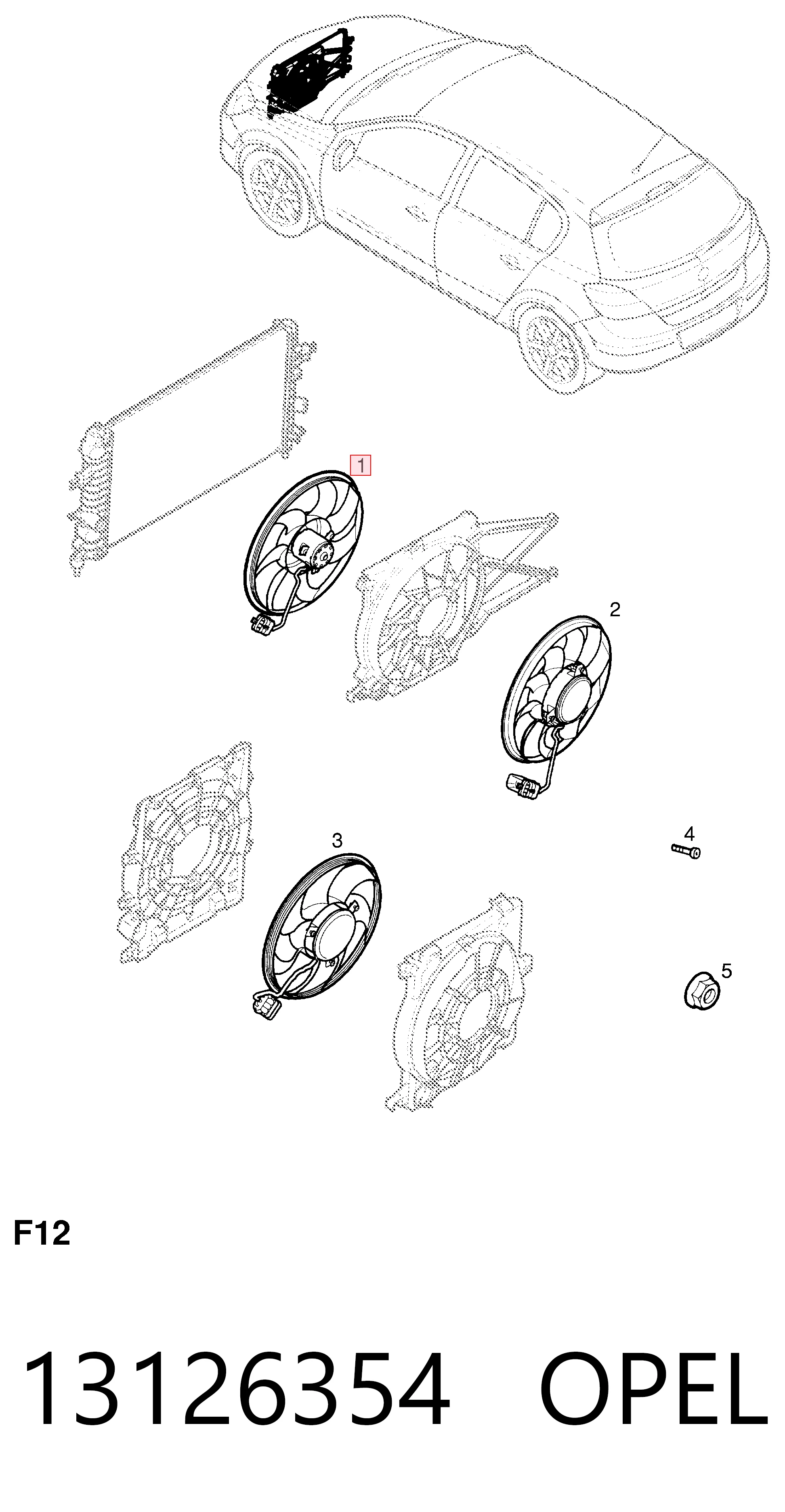 13126354 Opel Електровентилятор радіатора