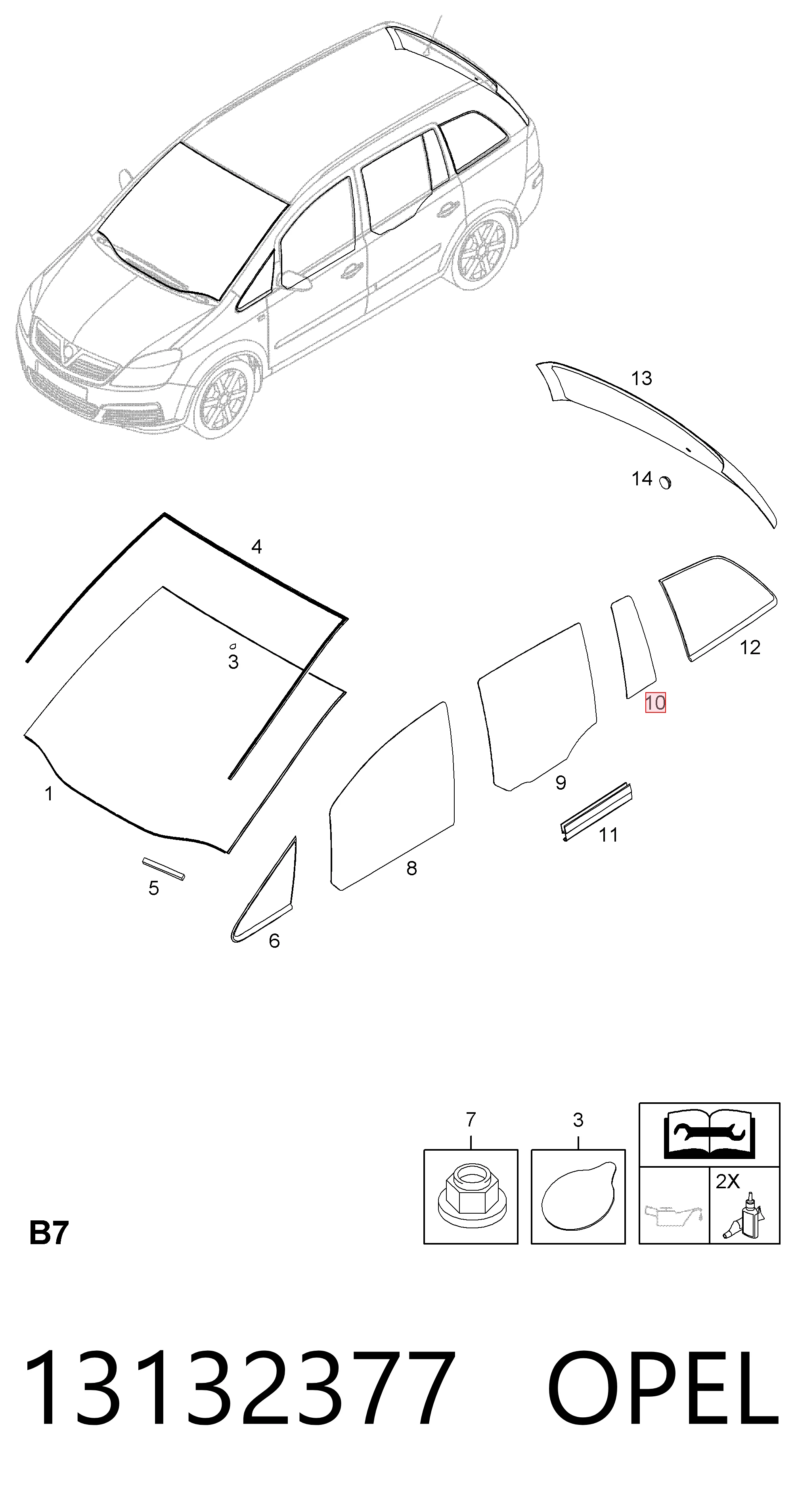 Купити 13132375 General Motors Скло-кватирка двері, задньої, лівої