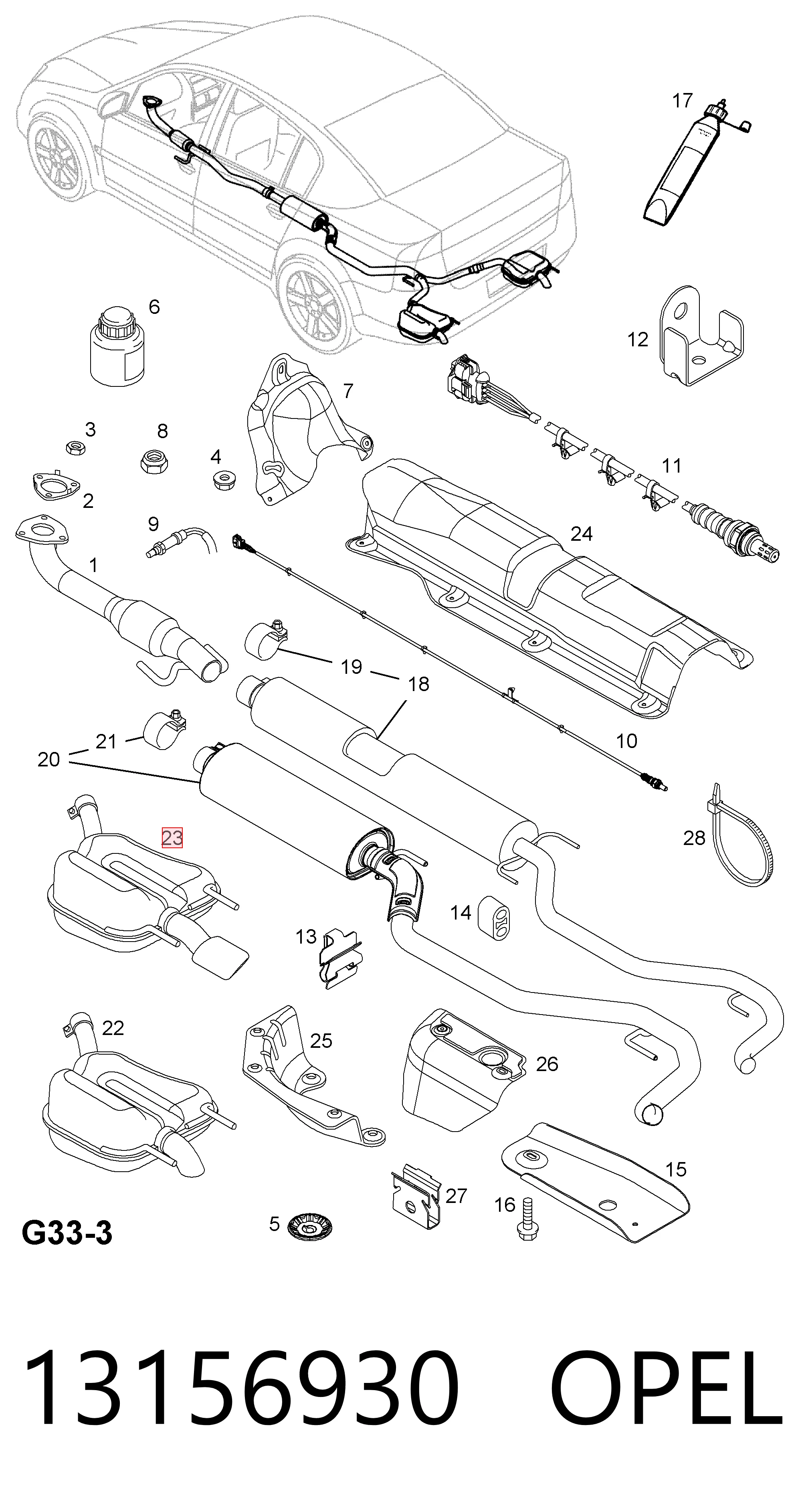 13156930 Peugeot/Citroen Глушник, задня частина