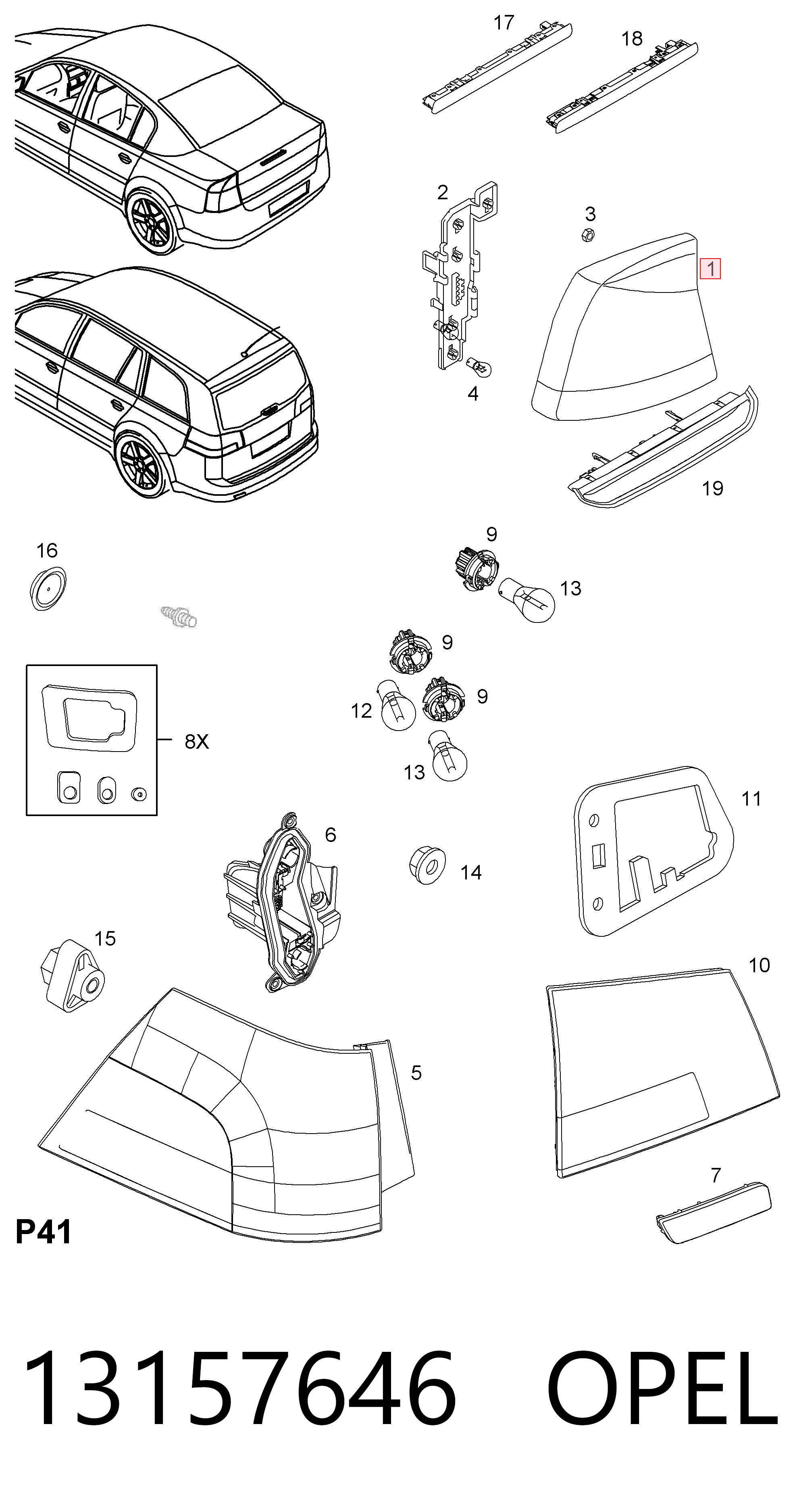 93177156 General Motors Задня ліва фара
