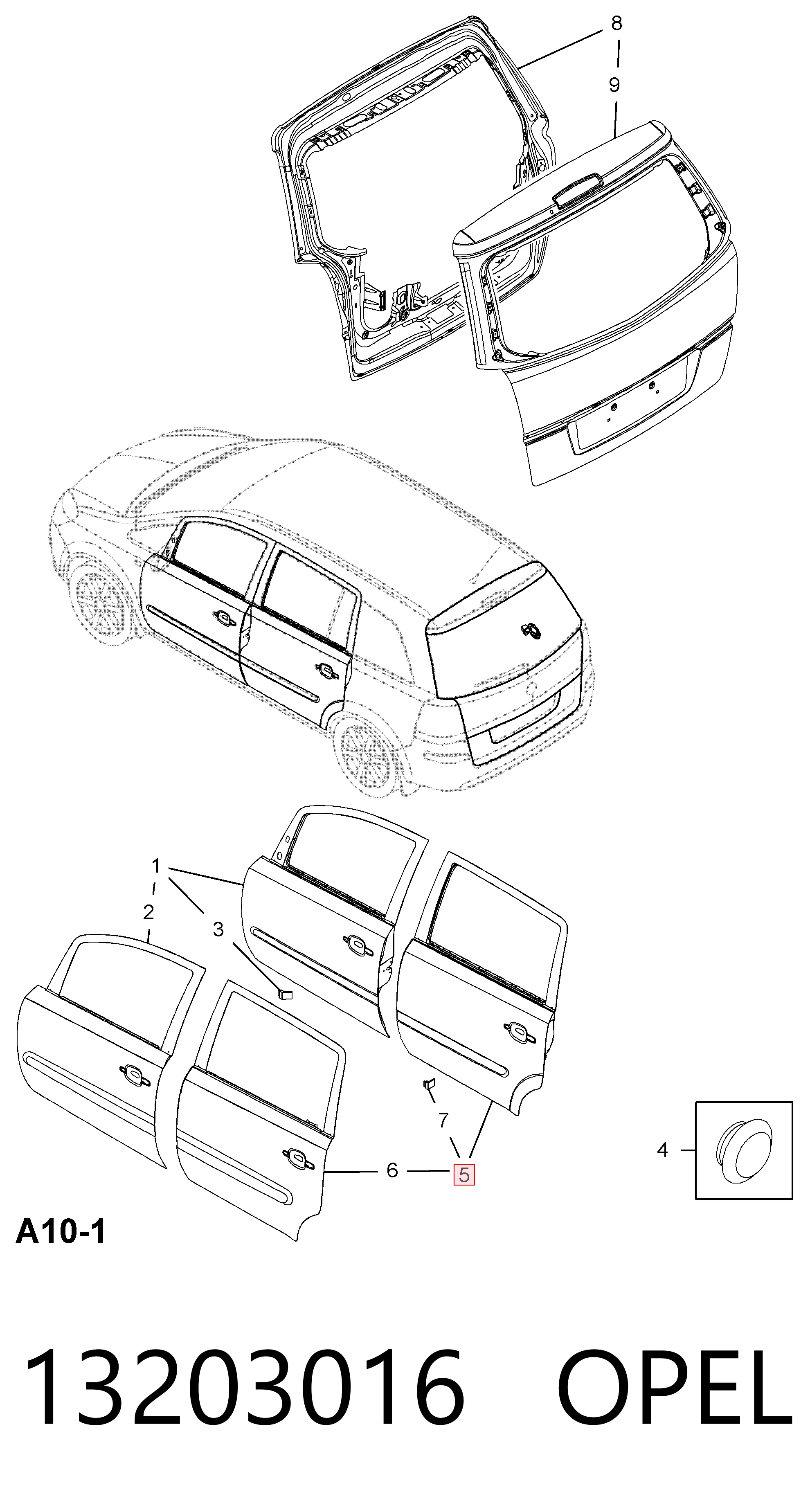 Двері задні, праві Opel Zafira B мінівен (A05) (2005 - 2011) ціна, від 69.68 USD