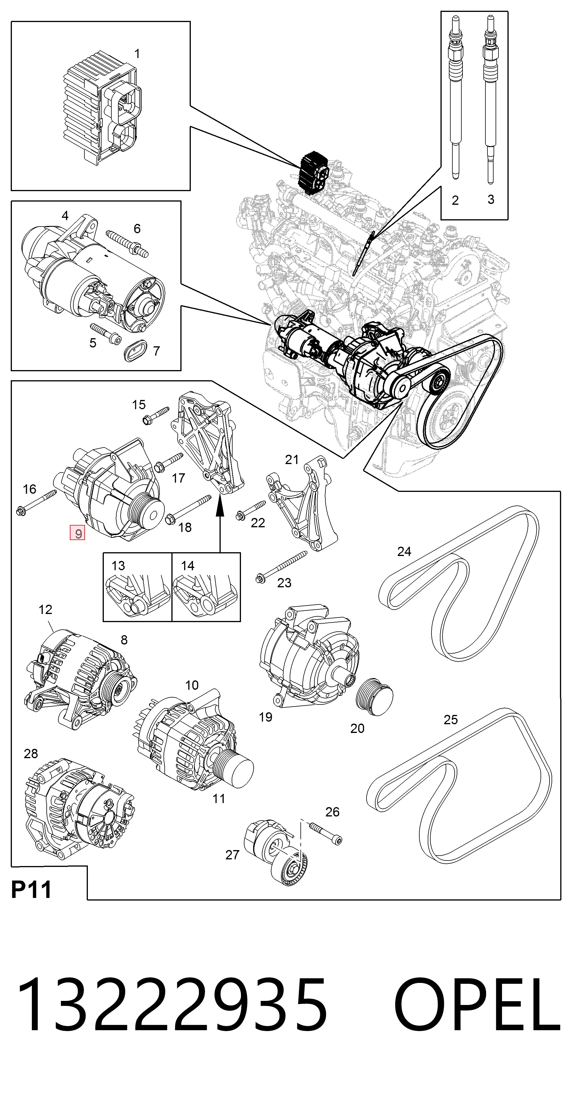 13222935 Opel Авто генератор